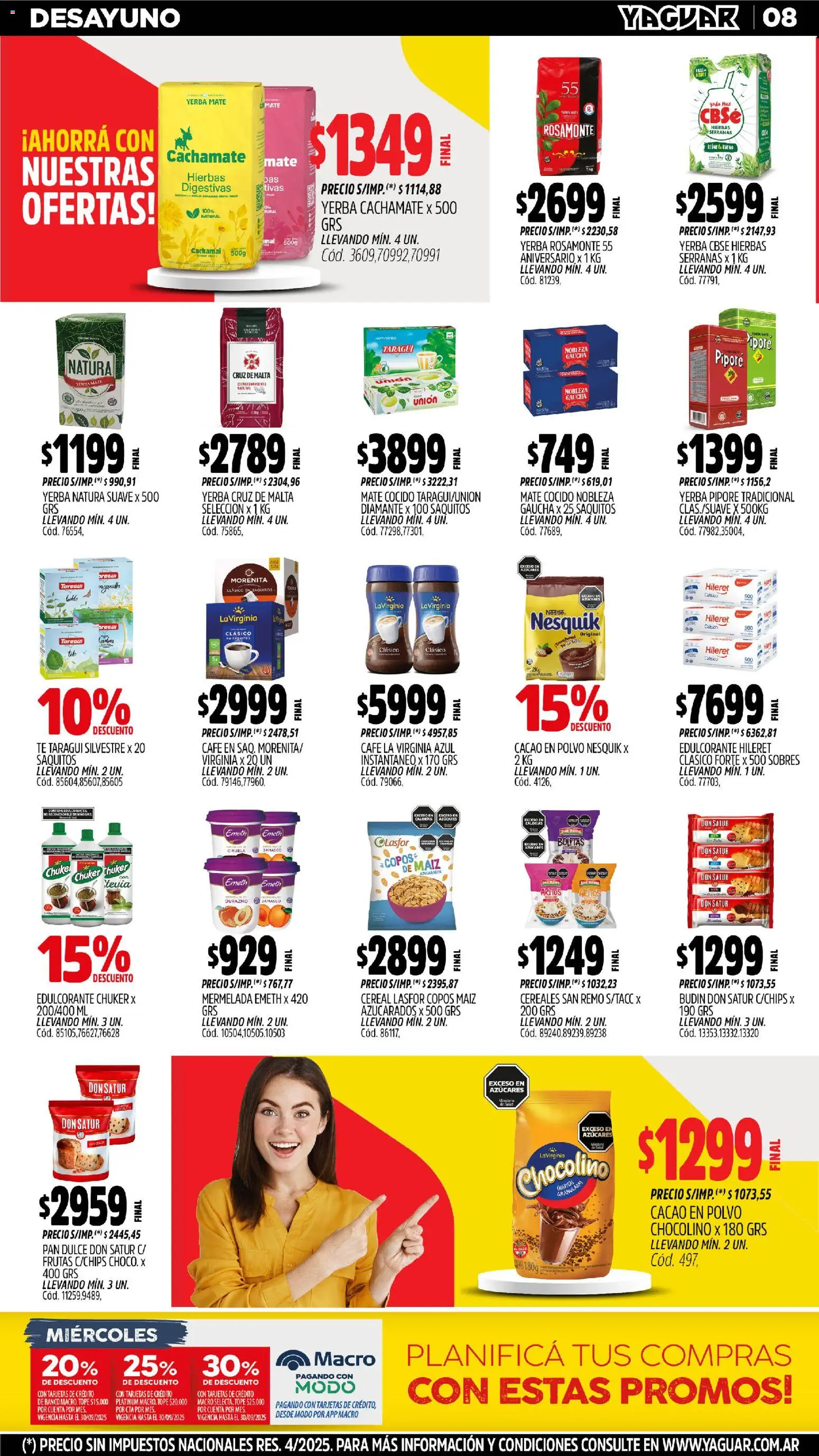 Yaguar - Trelew │ válido desde el 27.10.2025 | Página: 8 | Productos: Copos, Polvo, Café, Cacao