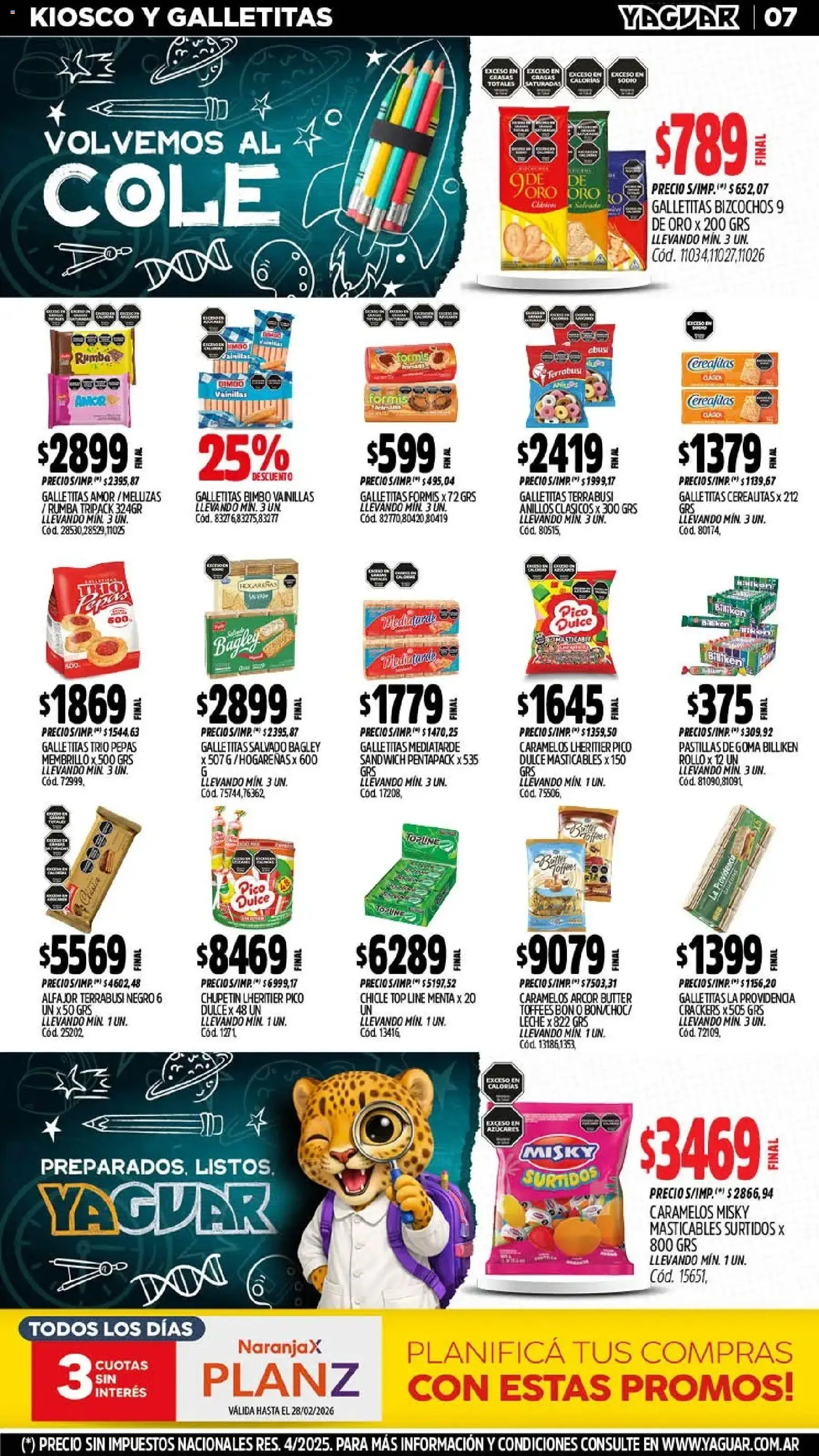 Yaguar - Oferta Semanal Misiones │ válido desde el 23.02.2026 | Página: 7 | Productos: Pico, Top, Alfajor, Bizcochos
