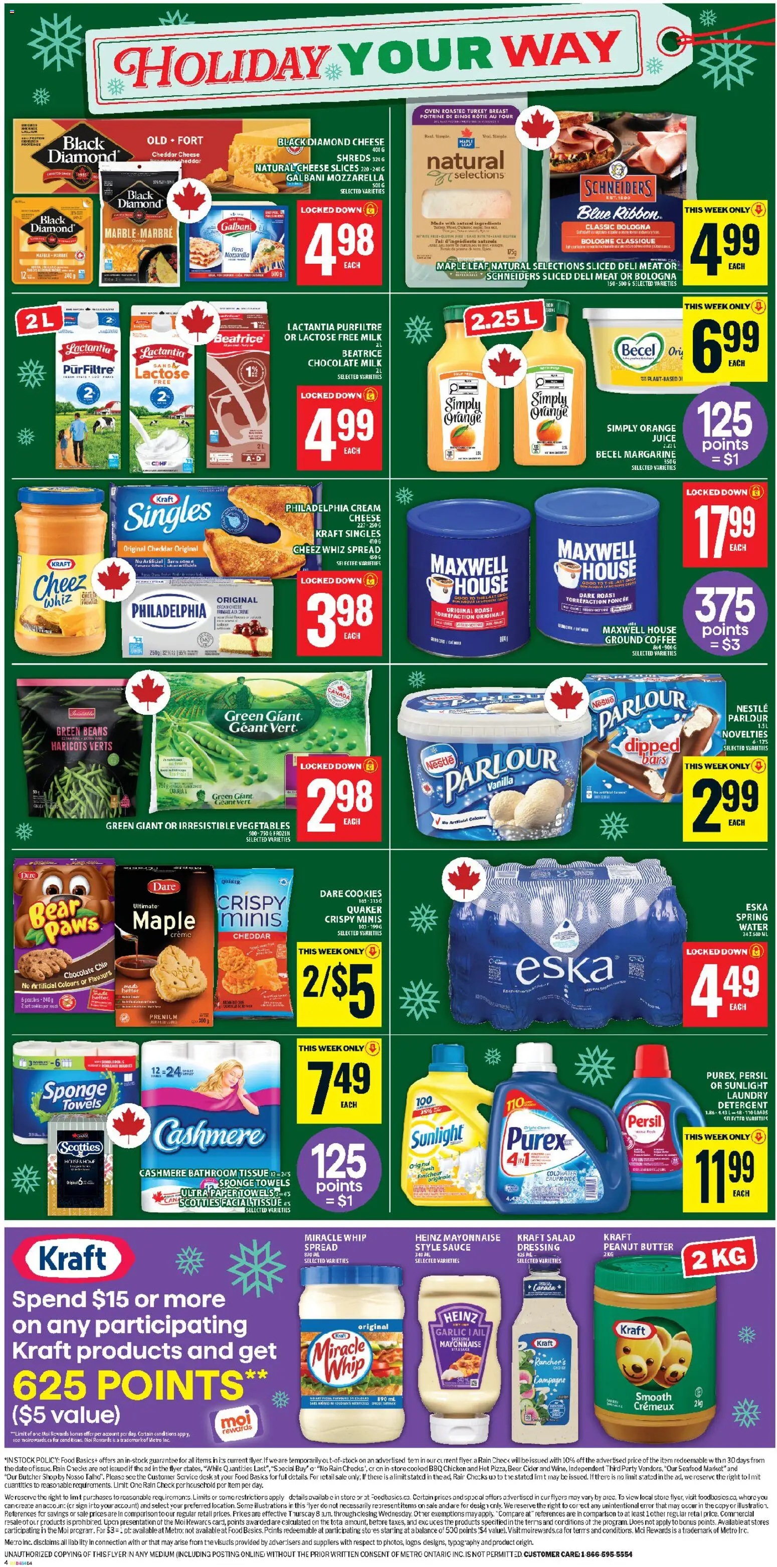 Food Basics flyer valid from 04.12.2025 | Page: 3 | Products: Cookies, Milk, Cheese, Coffee