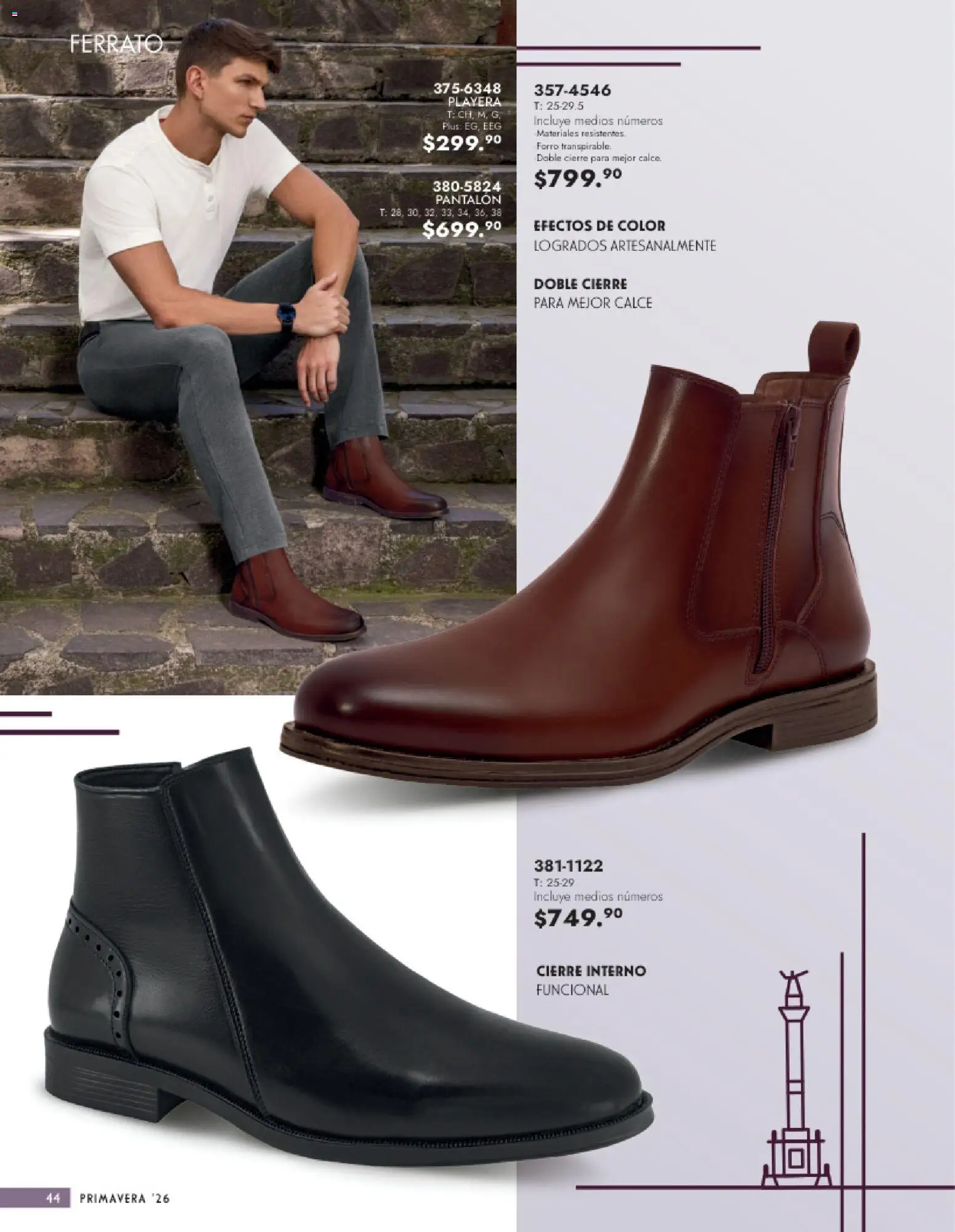 Nuevas ofertas de Andrea válidas en toda la República Mexicana desde el 25.01.2026. ¡Encuentra las mejores ofertas en Andrea catálogo Calzado Caballero! | Página: 44 | Productos: Playera