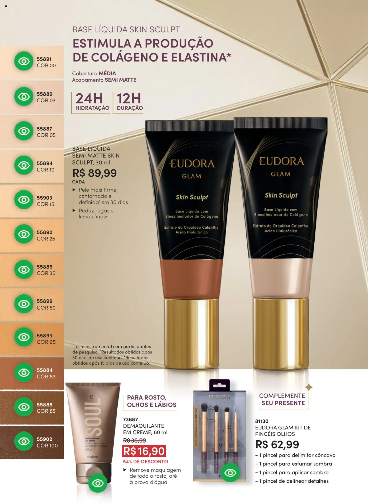 Eudora Folheto - válido de 17.12.2025 | Página: 79 | Produtos: Colágeno, Maquiagem, Pincel, Base