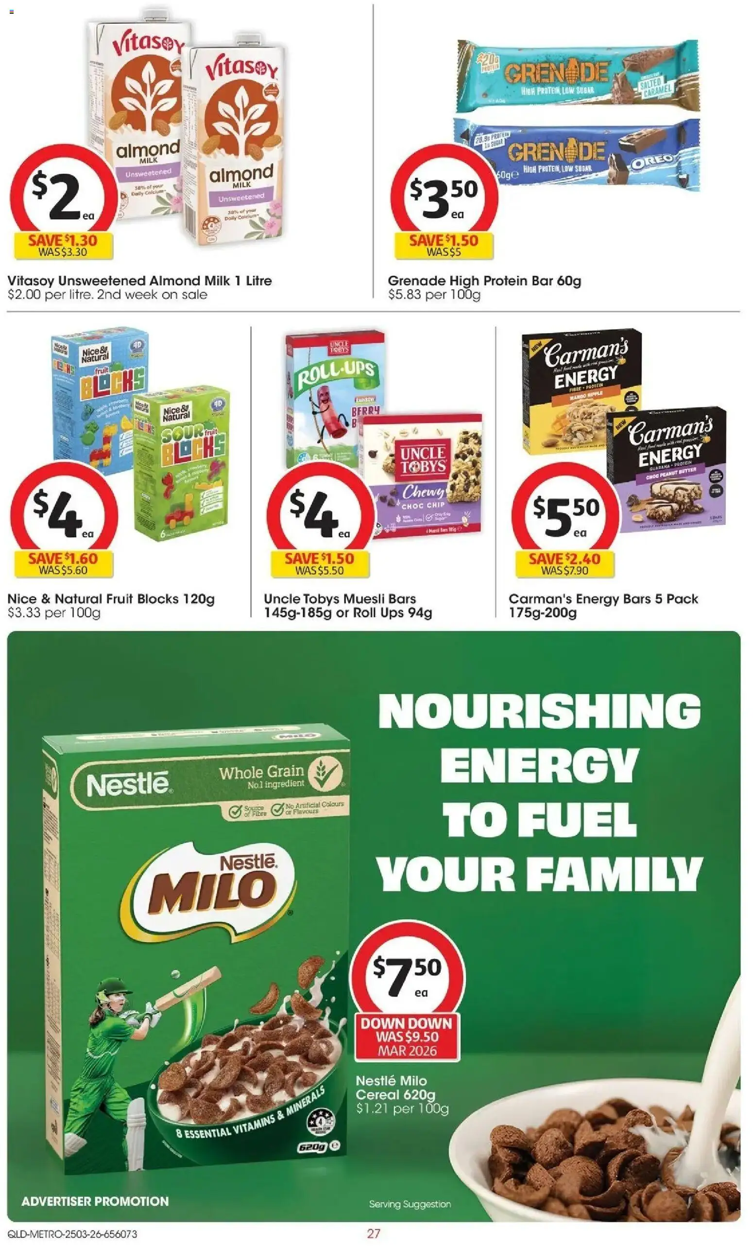 Coles catalogue - valid from 25.03.2026 | Page: 27 | Products: Milk, Cereal, Sugar, UPS