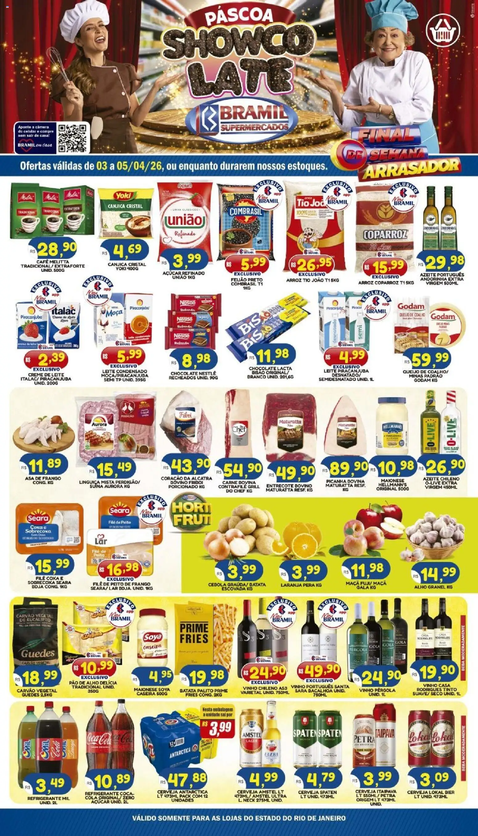Bramil Supermercados Folheto - válido de 03.04.2026 | Página: 1 | Produtos: Cebola, Vinho, Creme, Refrigerante