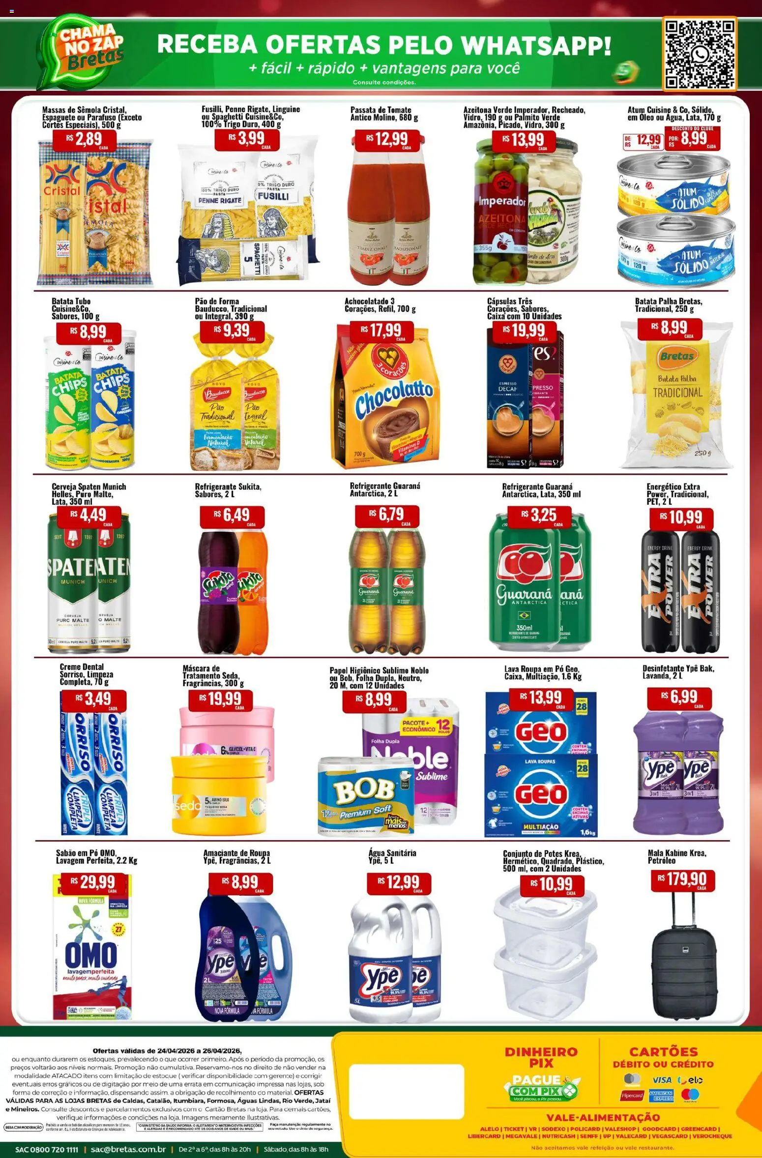 Bretas Folheto - válido de 24.04.2026 | Página: 2 | Produtos: Espaguete, Energético, Potes, Atum