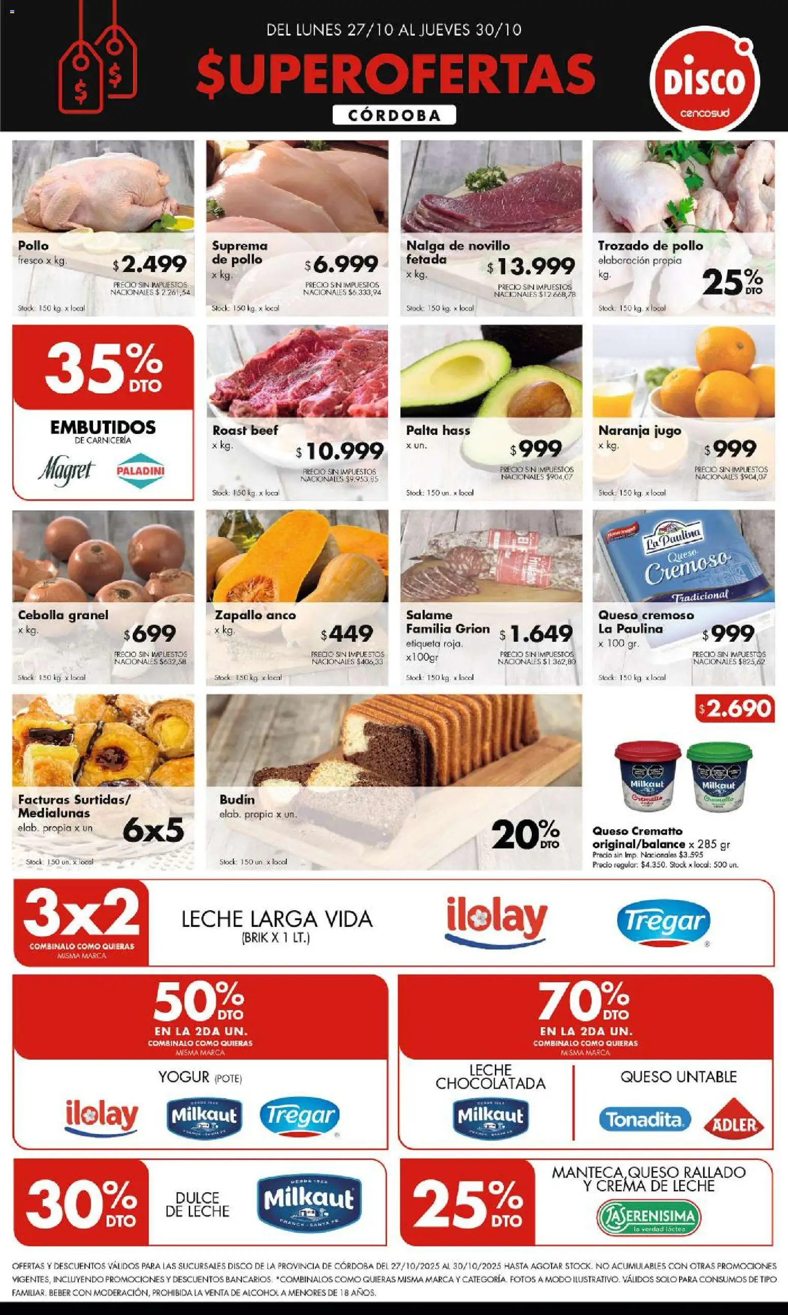 Disco - FERIA DE FRESCOS CÓRDOBA  │ válido desde el 27.10.2025 | Página: 1 | Productos: Disco, Leche, Yogur, Salame