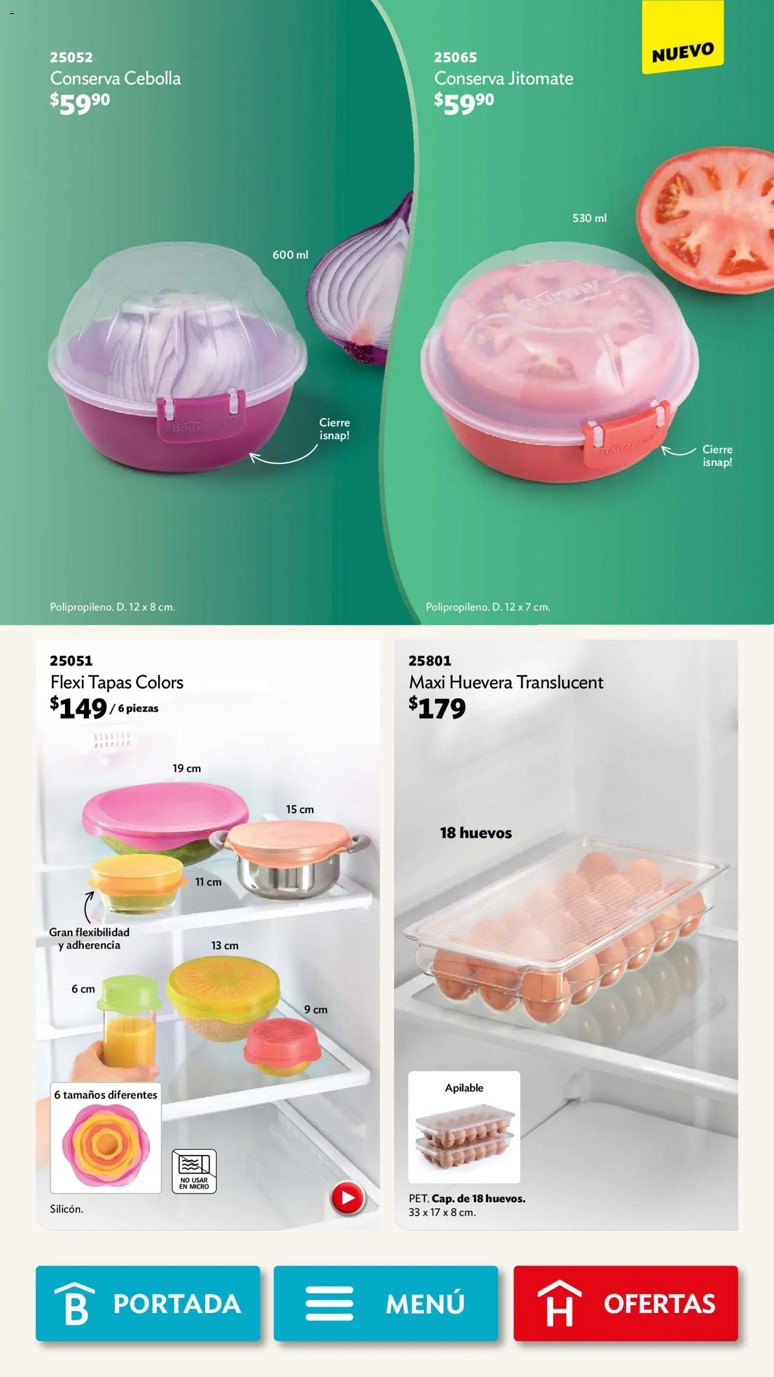 Nuevas ofertas de Betterware válidas en toda la República Mexicana desde el 01.12.2025. ¡Encuentra las mejores ofertas en Betterware campaña 12 2025! | Página: 70 | Productos: Cebolla, Huevos
