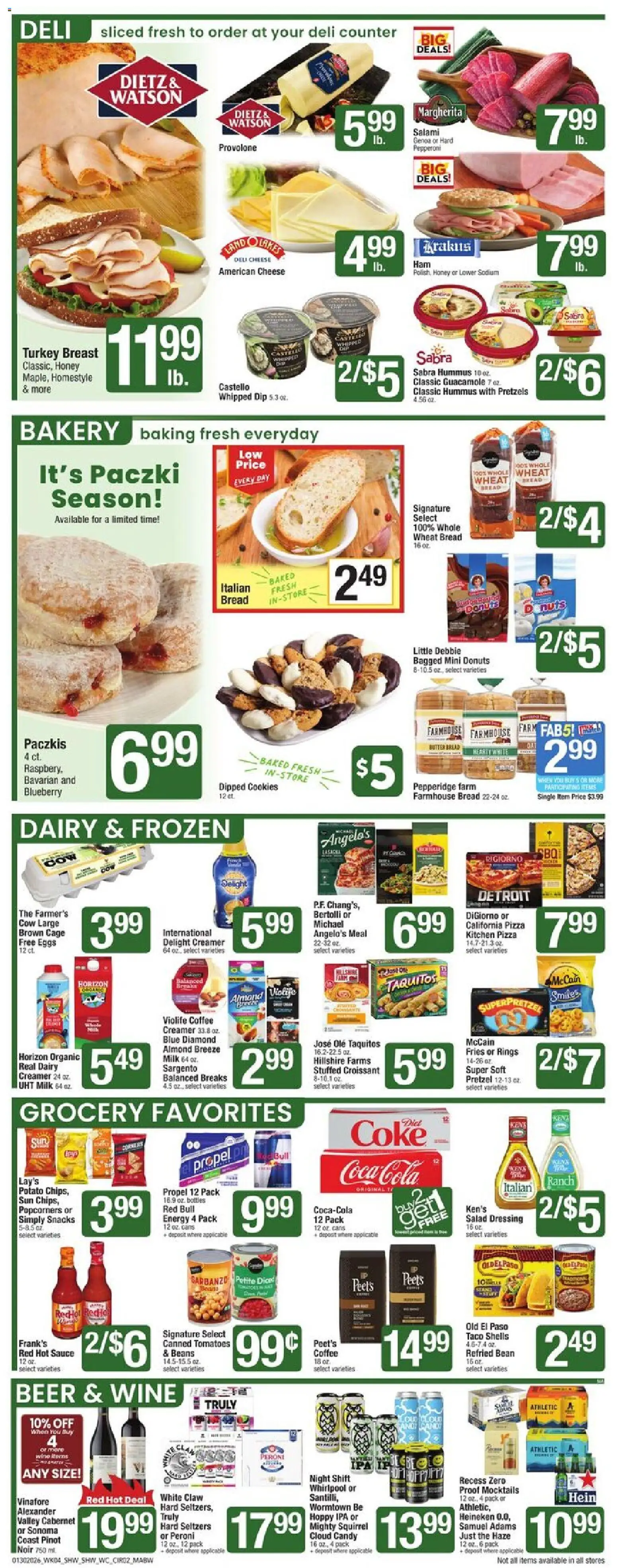 Shaw's Weekly Ad - MA - valid from 30.01.2026 | Page: 2 | Products: Milk, Bread, Coffee, Pizza