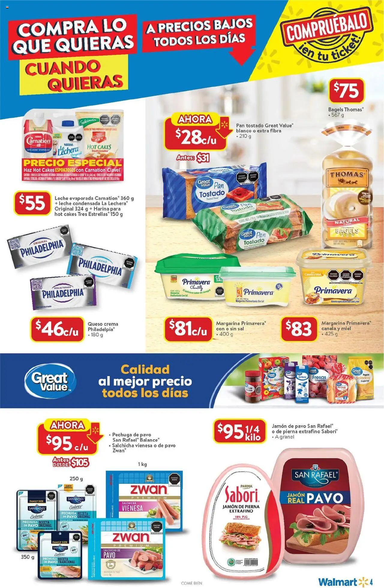 Nuevas ofertas de Walmart válidas en toda la República Mexicana desde el 14.08.2025. ¡Encuentra las mejores ofertas en Walmart - Folleto! | Página: 4 | Productos: Sal, Pan, Fresas, Margarina