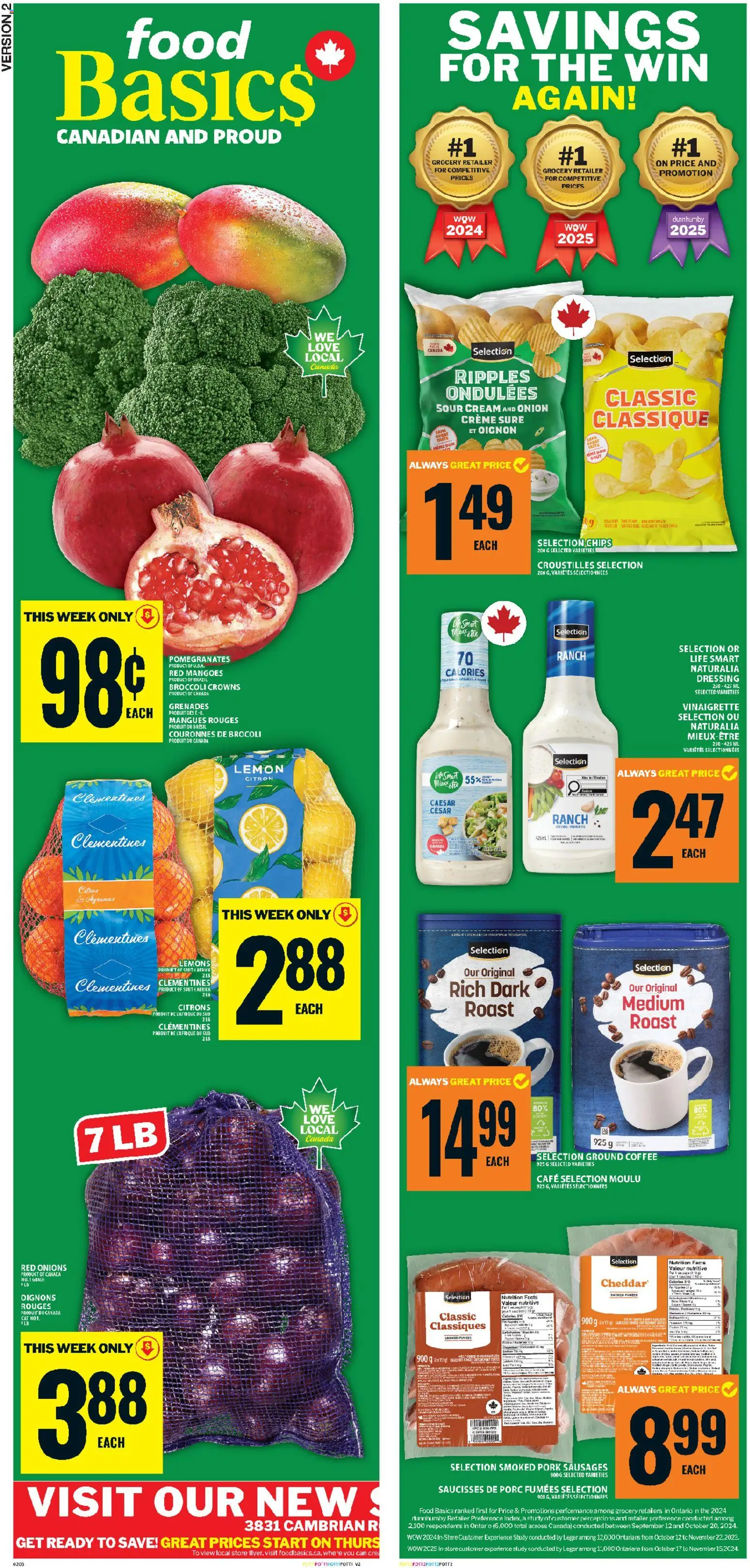 Food Basics flyer valid from 06.11.2025 | Page: 2 | Products: Chips, Cream, Coffee, Pork