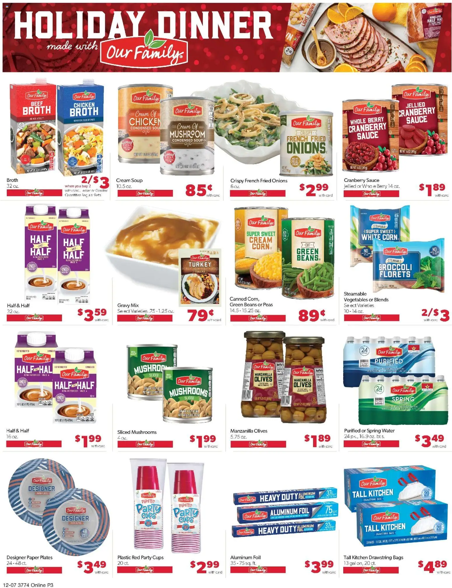 Family Fare Weekly Ad - IA - valid from 07.12.2025 | Page: 3 | Products: Mushrooms, Beef, Cream, Vegetables
