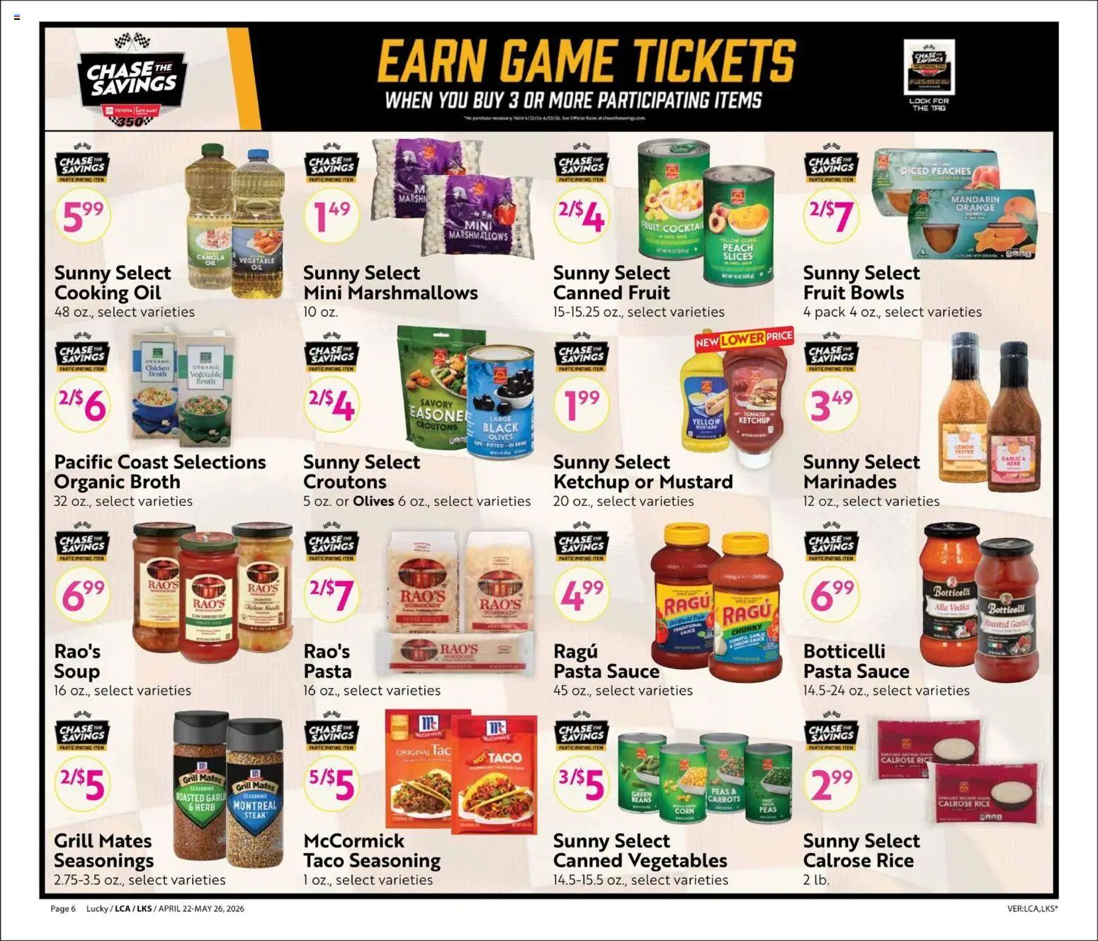 Lucky Supermarkets Big Book of Savings - valid from 22.04.2026 | Page: 6 | Products: Peaches, Pasta, Vodka, Garlic