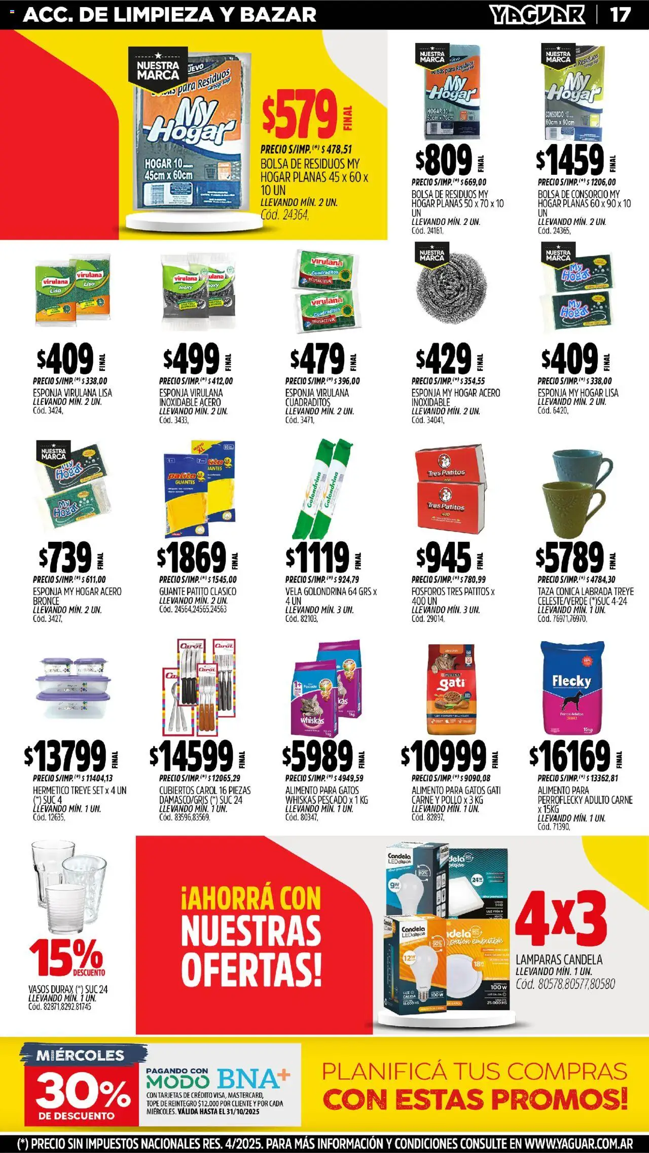 Yaguar - Chaco │ válido desde el 20.10.2025 | Página: 16 | Productos: Fósforos, Pollo, Pescado, Vasos