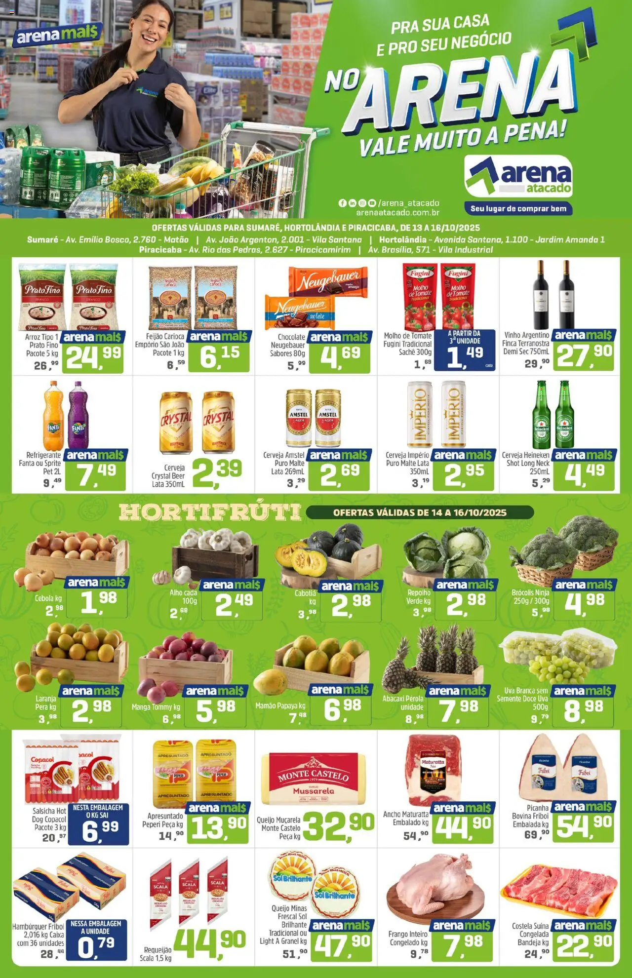 Arena Atacado Folheto - válido de 13.10.2025 | Página: 1 | Produtos: Alho, Feijão, Vinho, Requeijão