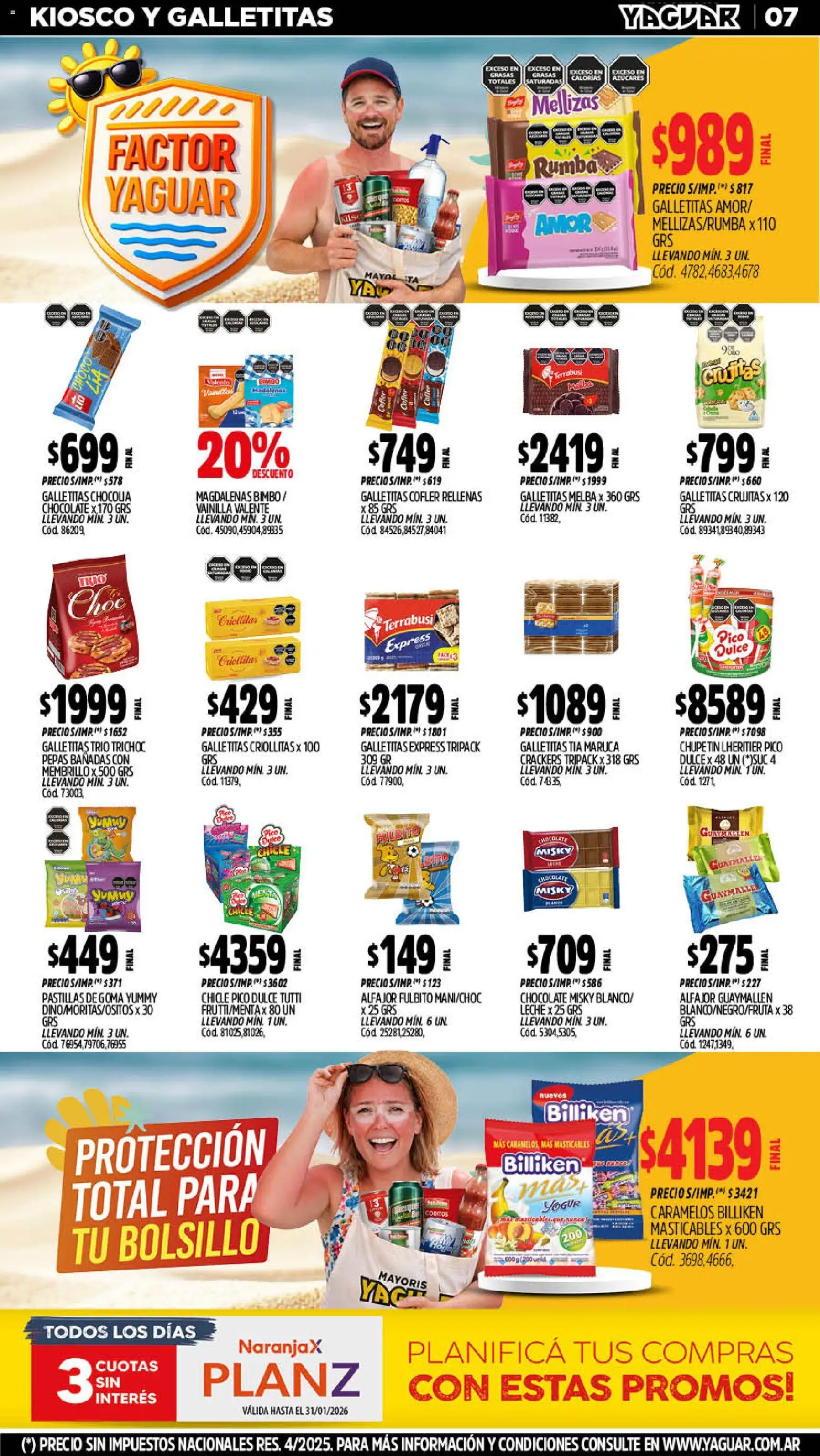 Yaguar - Oferta Semanal General Roca │ válido desde el 19.01.2026 | Página: 7 | Productos: Galletitas, Leche, Chocolate, Chicle