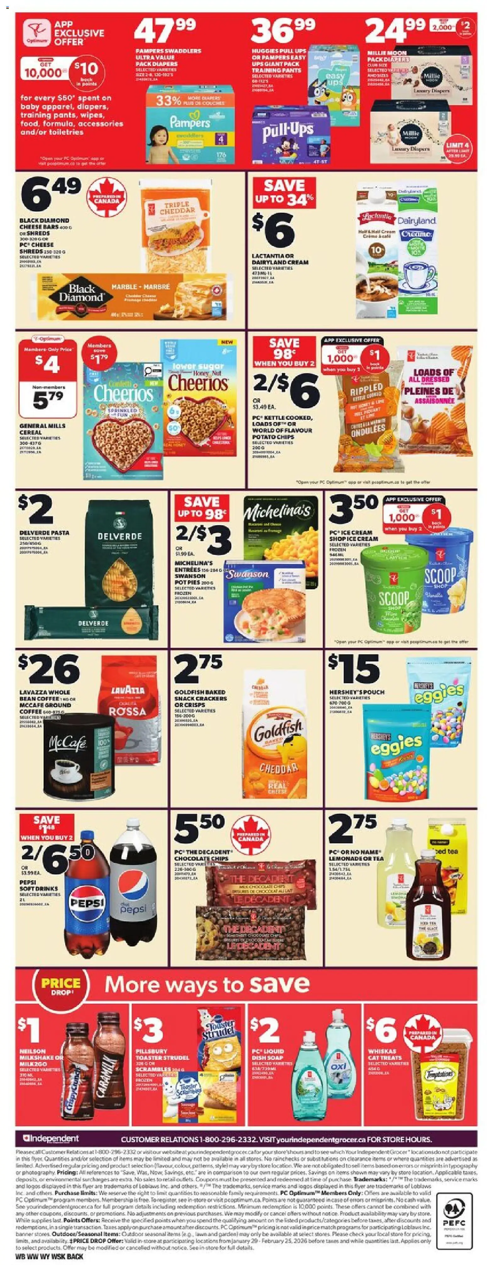 Independent Grocer flyer valid from 19.02.2026 | Page: 4 | Products: Tea, Cream, Chocolate, Pants
