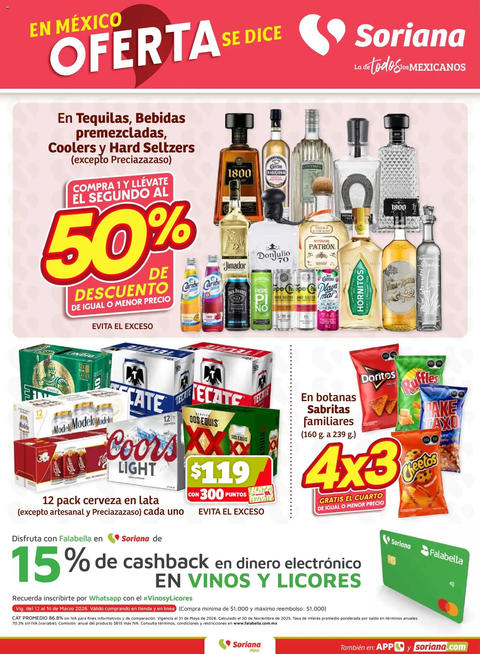 Nuevas ofertas de Soriana válidas en toda la República Mexicana desde el 13.03.2026. ¡Encuentra las mejores ofertas en Soriana Fin de Semana Híper: Tijuana, Mexicali, Ensenada, San Luis Río Colorado y Tecate! | Página: 3 | Productos: Whiskey, Cerveza