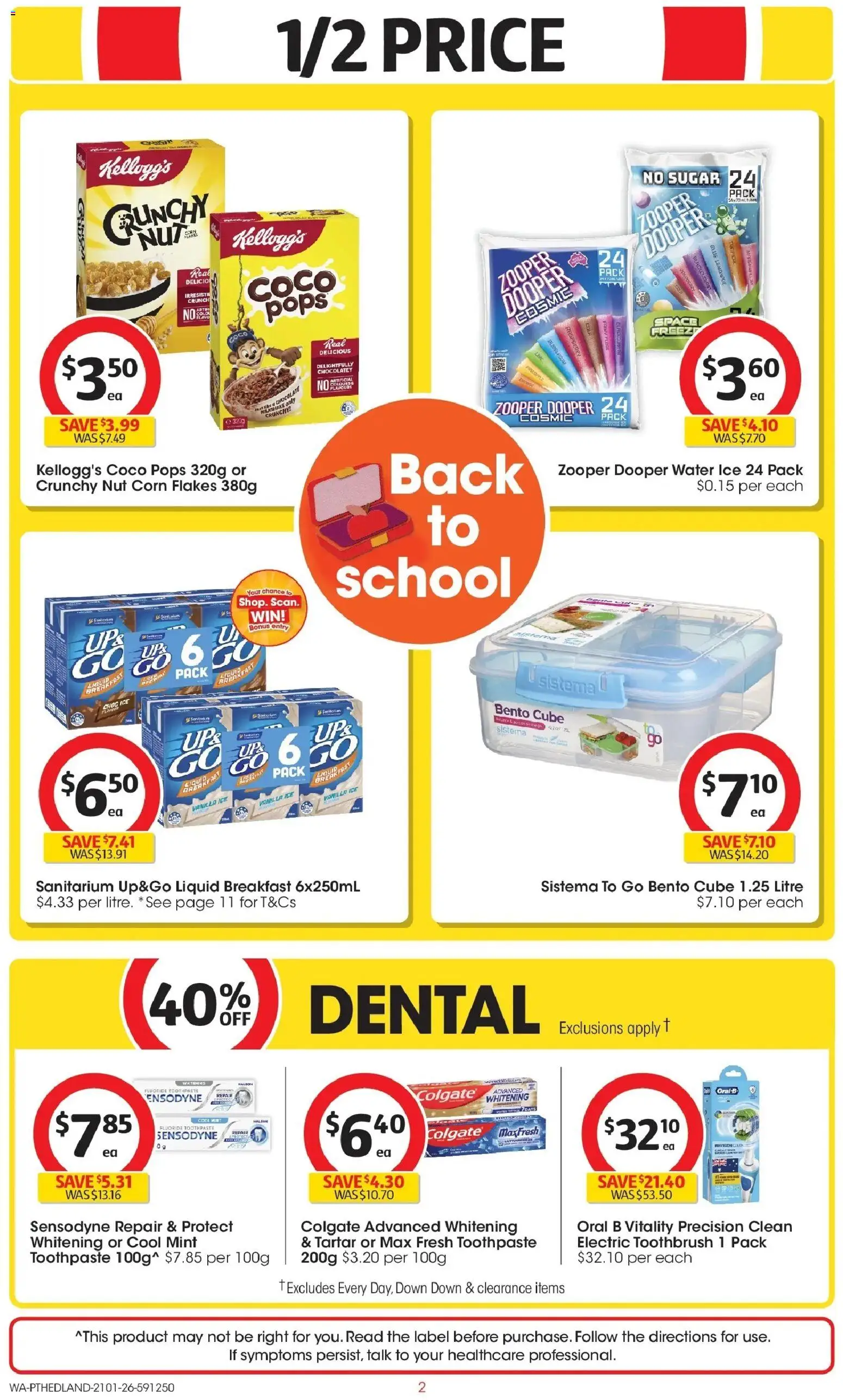 Coles catalogue - valid from 21.01.2026 | Page: 2 | Products: Toothpaste, Flakes, Water, Sugar