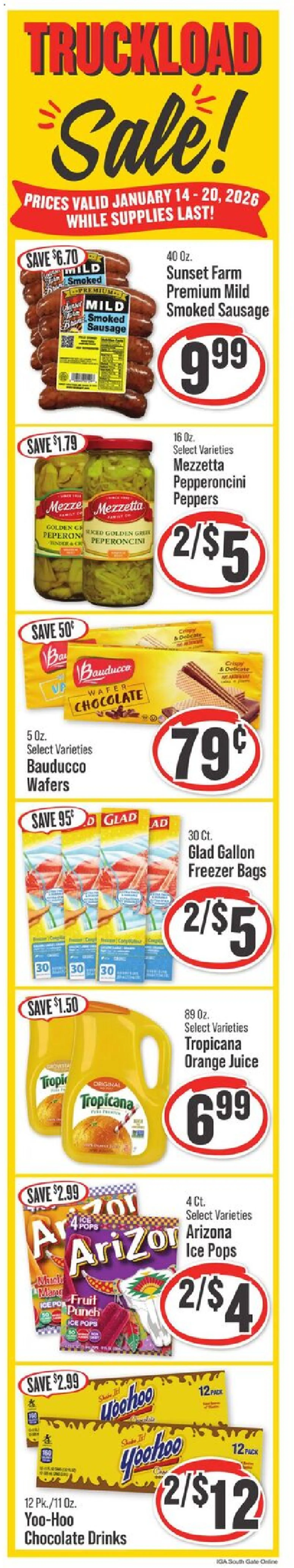 IGA Weekly Ad - valid from 14.01.2026 | Page: 3 | Products: Peppers, Chocolate, Sausage, Grill