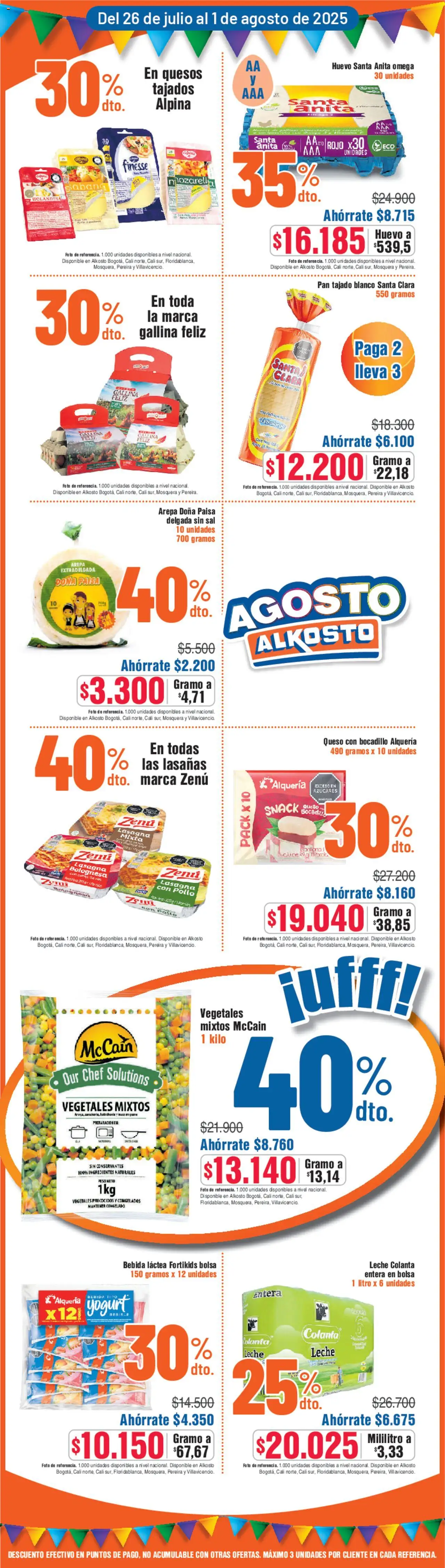 Alkosto revista - valida desde el 26.07.2025 | Página: 3 | Productos: Huevo, Sal, Yogurt, Queso