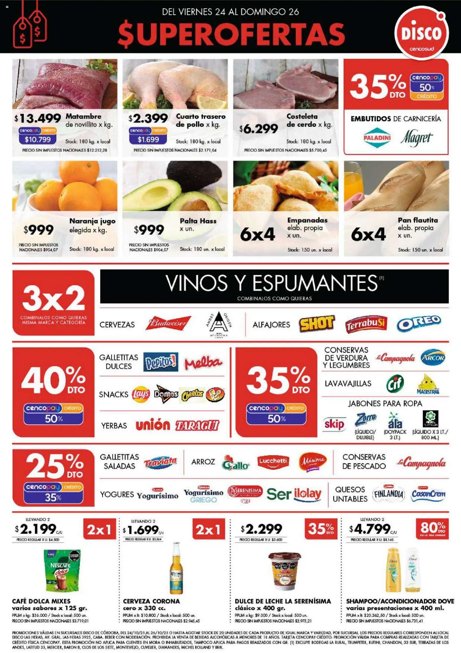 Disco - Ofertas | Córdoba │ válido desde el 23.10.2025 | Página: 1 | Productos: Galletitas, Pollo, Jugo, Cerdo