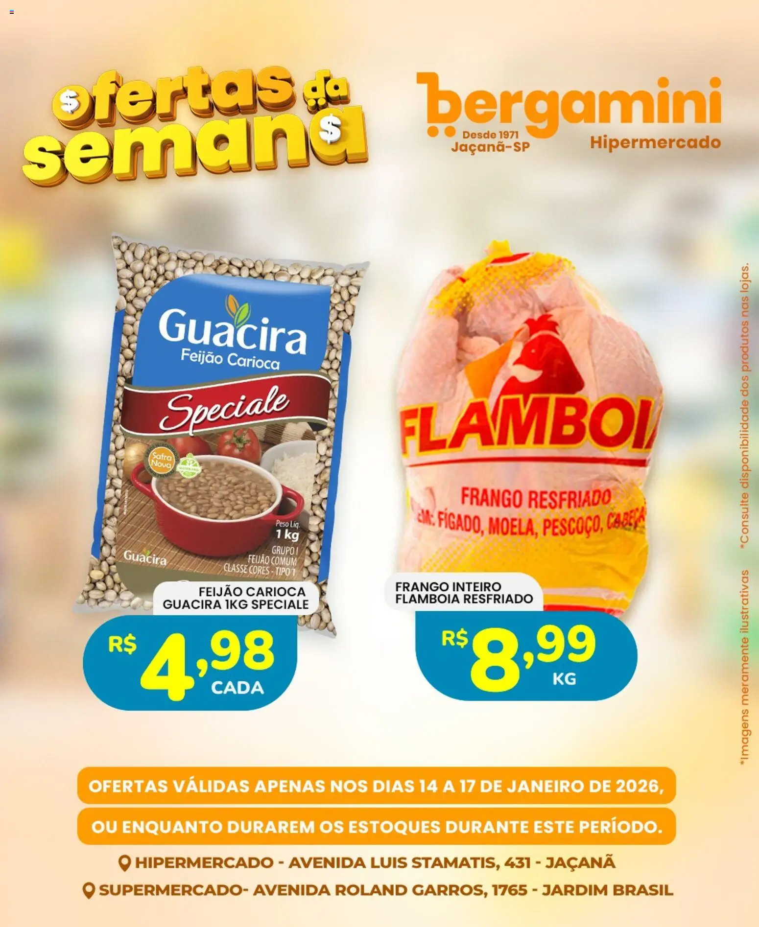 Supermercado Bergamini Folheto - válido de 14.01.2026 | Página: 4 | Produtos: Feijão, Frango