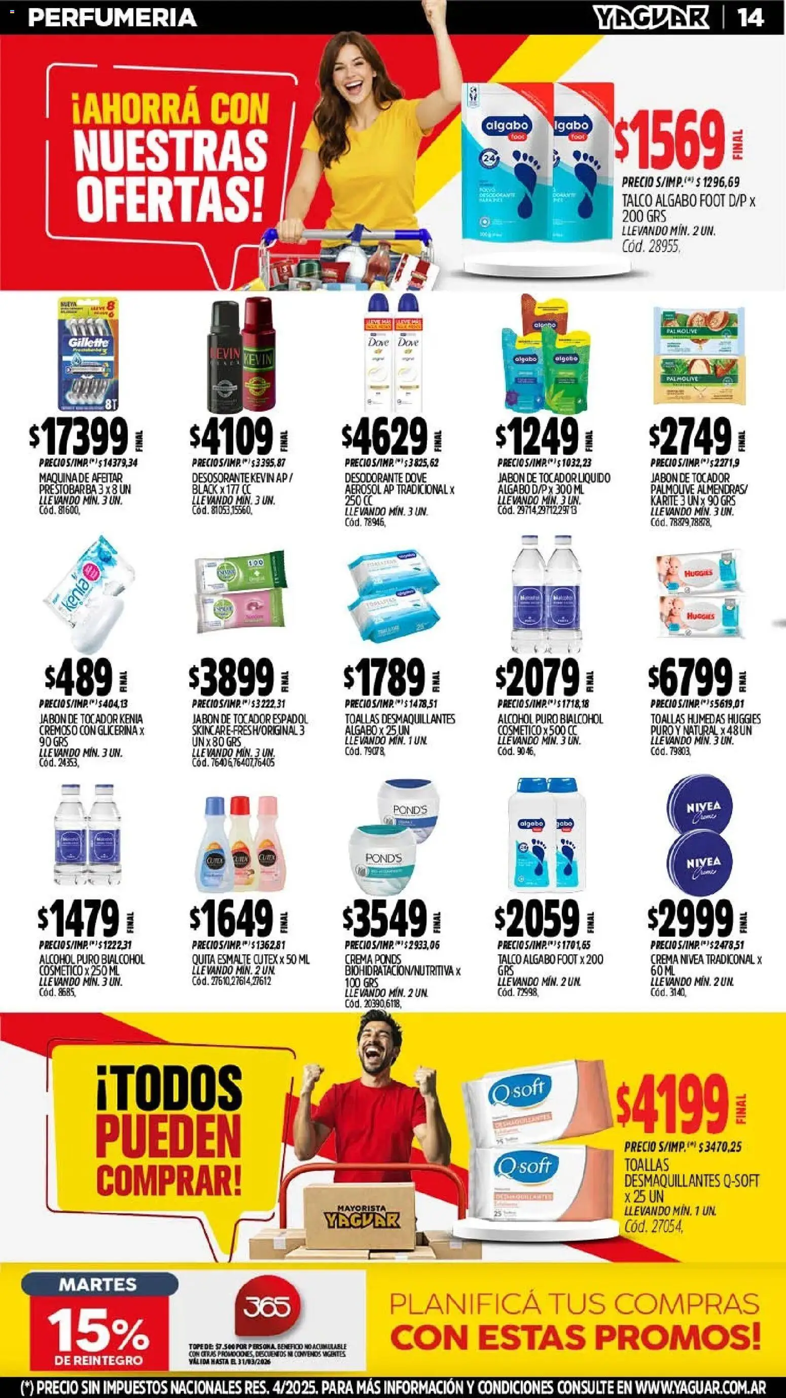 Yaguar - Oferta Semanal Misiones │ válido desde el 02.03.2026 | Página: 14 | Productos: Toallas, Jabón, Desodorante, Crema