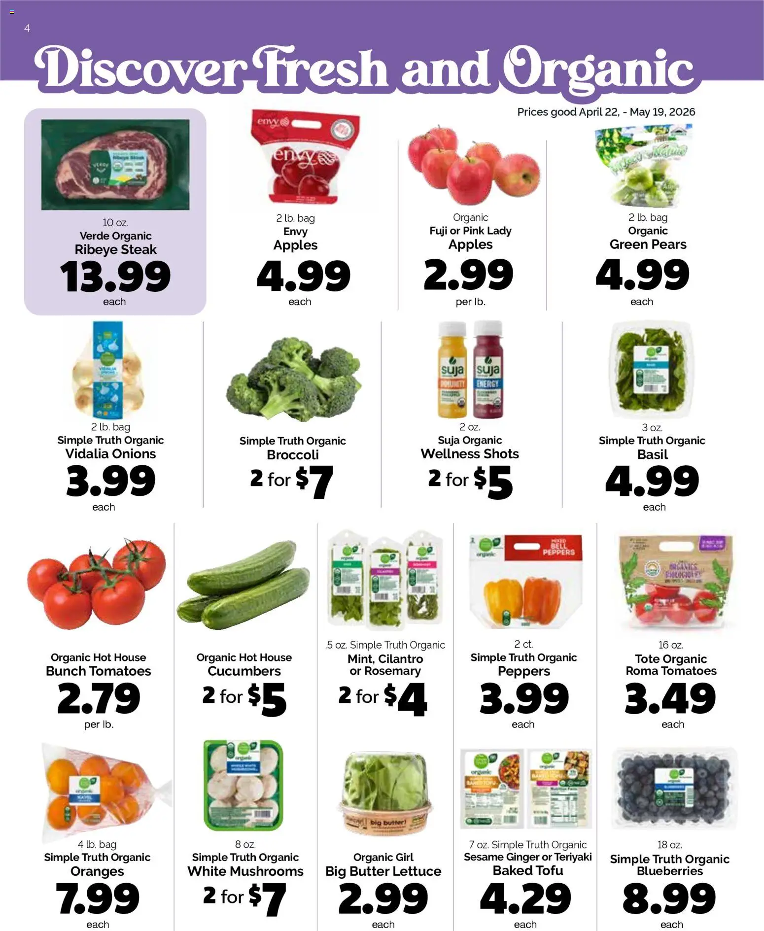 Harris Teeter Monthly Ad - valid from 22.04.2026 | Page: 4 | Products: Lettuce, Peppers, Ginger, Bag