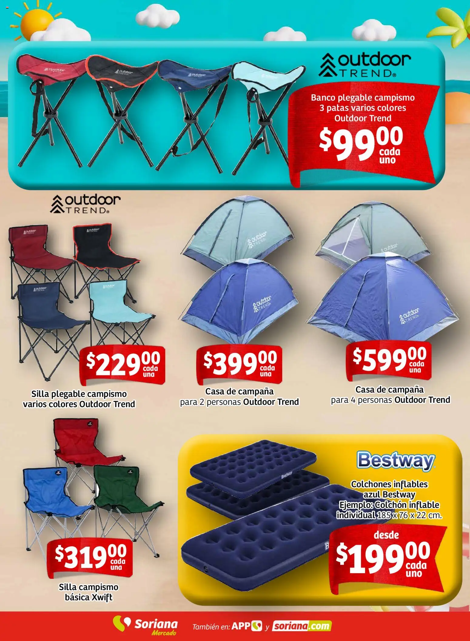 Nuevas ofertas de Soriana válidas en toda la República Mexicana desde el 26.02.2026. ¡Encuentra las mejores ofertas en Soriana - Ahorros para disfrutar las vacaciones Mercado Nacional! | Página: 10 | Productos: Silla, Colchón, Banco, Campana