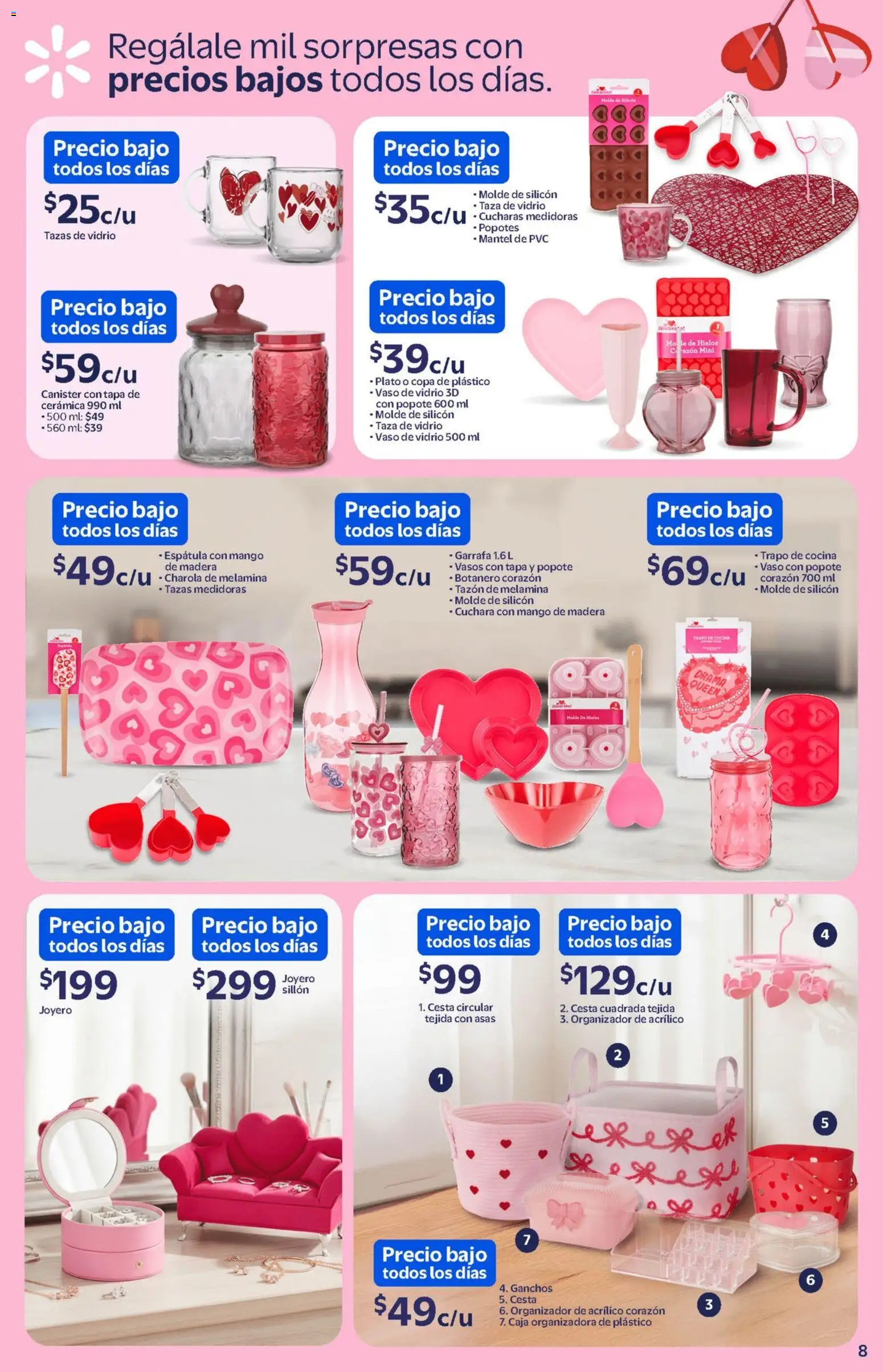 Nuevas ofertas de Walmart válidas en toda la República Mexicana desde el 14.01.2026. ¡Encuentra las mejores ofertas en Walmart catálogo Detalles que enamoran a precios bajos! | Página: 8 | Productos: Mantel, Cocina, Caja, Vasos
