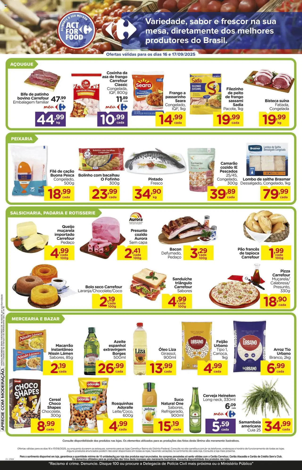 Carrefour Bairro Folheto - válido de 16.09.2025 | Página: 2 | Produtos: Leite, Camarão, Carne, Bolo