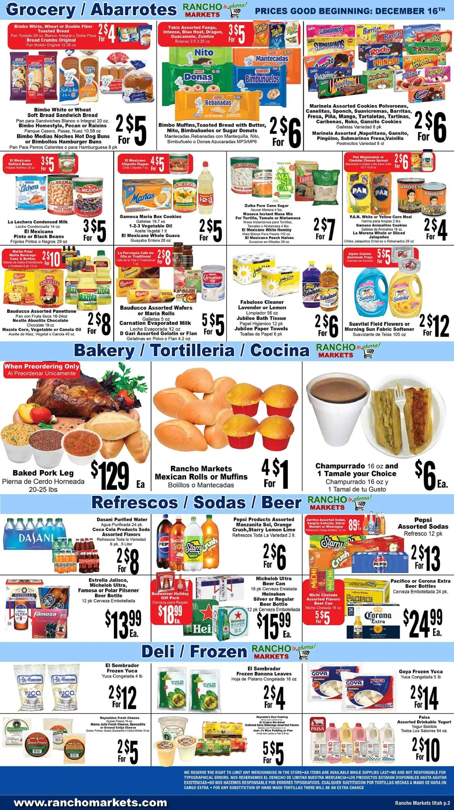 Rancho Markets Weekly Ad - valid from 16.12.2025 | Page: 2 | Products: Cheese, Chocolate, Fabric softener, Cookies