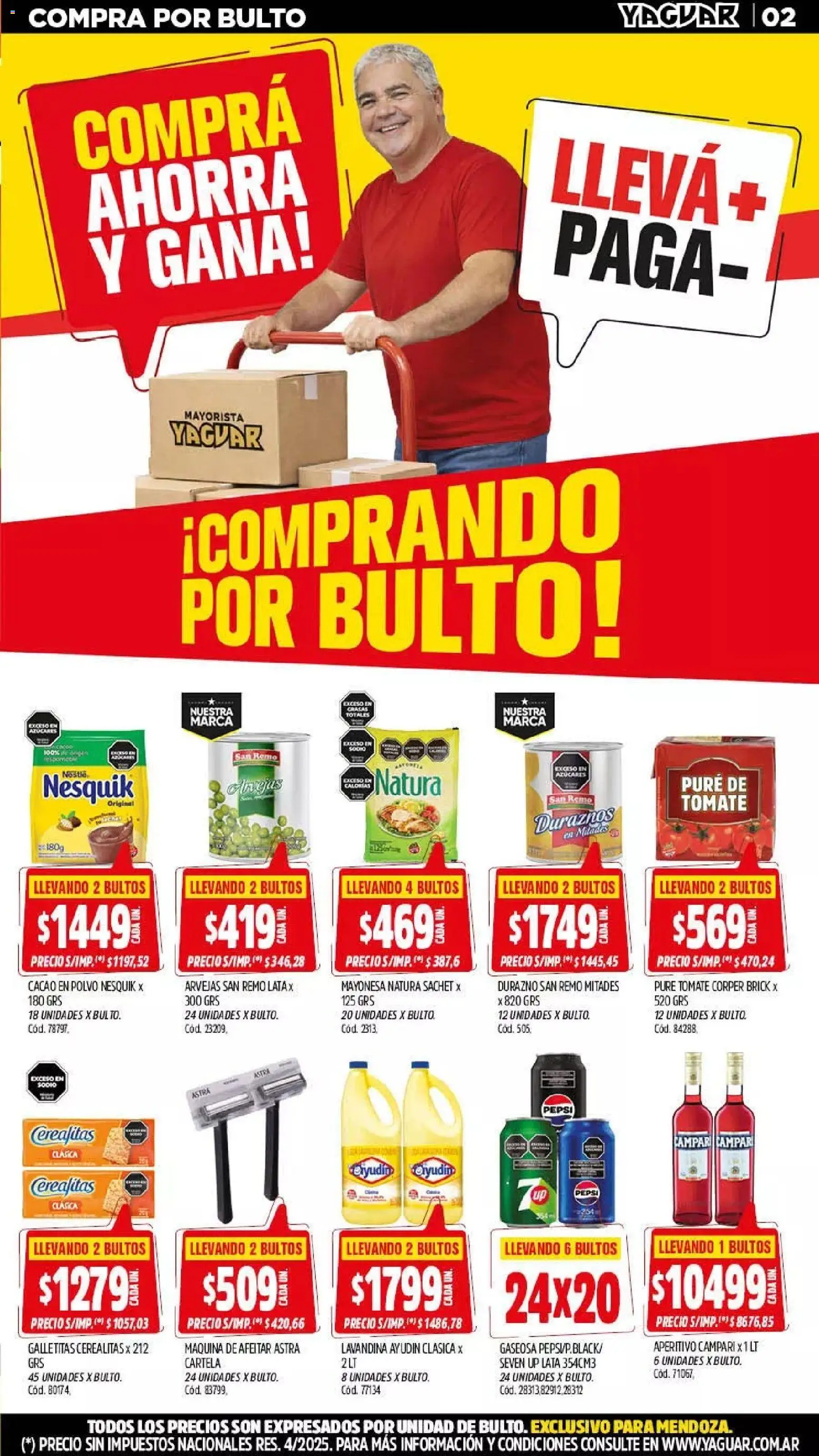 Yaguar - Oferta Semanal Mendoza │ válido desde el 23.03.2026 | Página: 2 | Productos: Lavandina, Galletitas, Durazno, Cacao