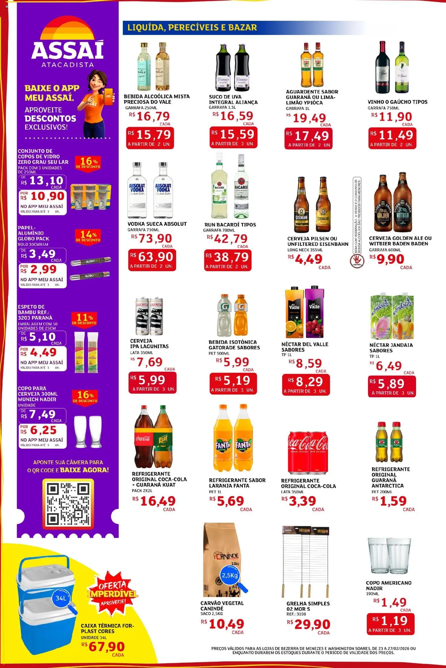 Assaí Atacadista Folheto - válido de 23.02.2026 | Página: 2 | Produtos: Carvão vegetal, Cerveja, Vodka, Refrigerante