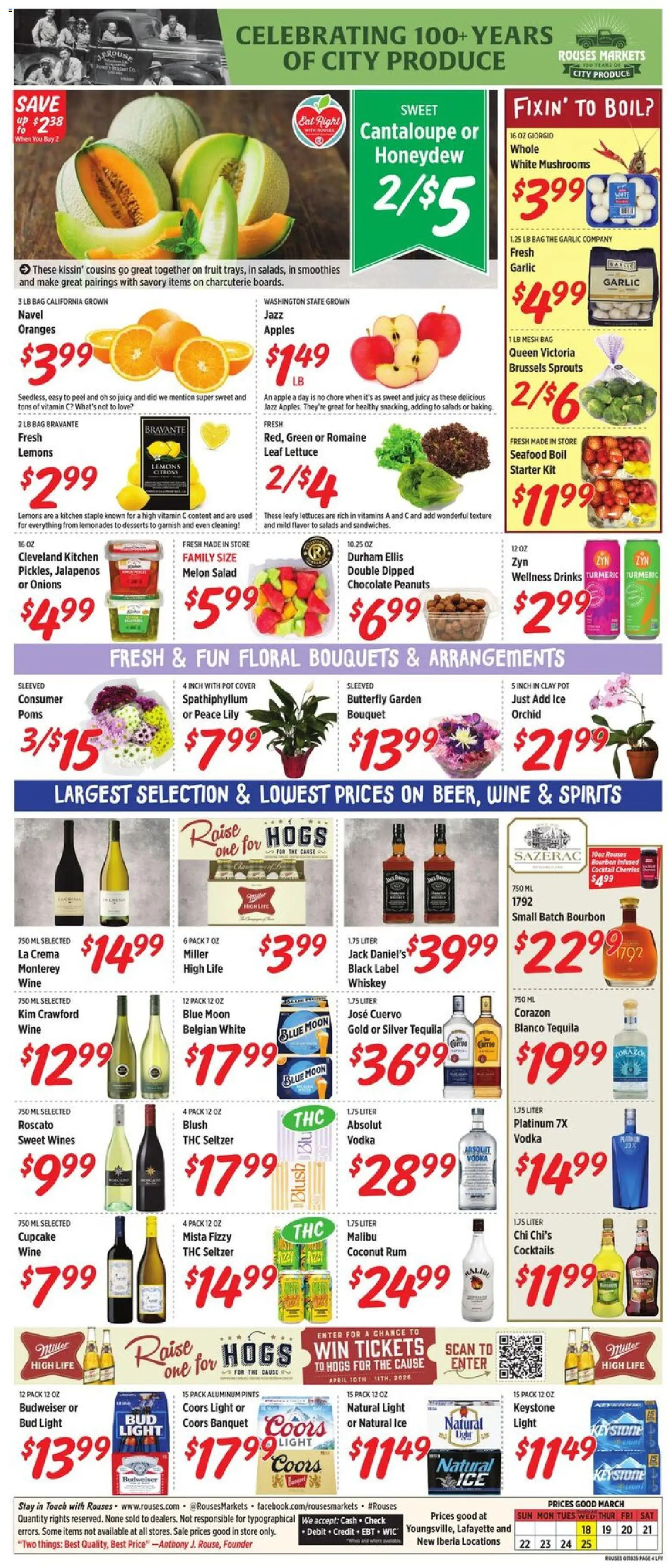 Rouses Weekly Ad - LA - valid from 18.03.2026 | Page: 6 | Products: Mushrooms, Blush, Oranges, Cupcake