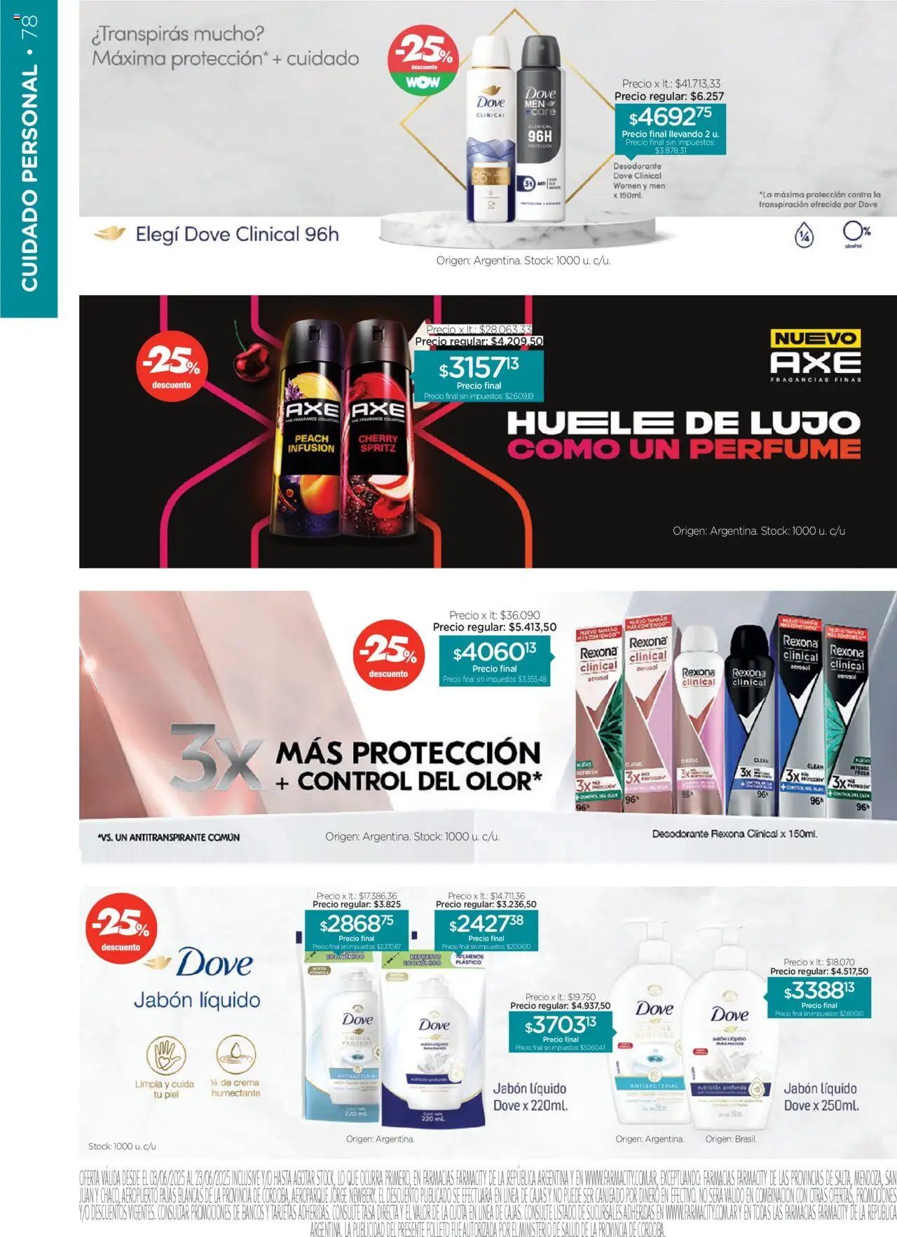 Farmacity catálogo │ válido desde el 03.06.2025 | Página: 78 | Productos: Jabón líquido, Desodorante, Antitranspirante, Crema