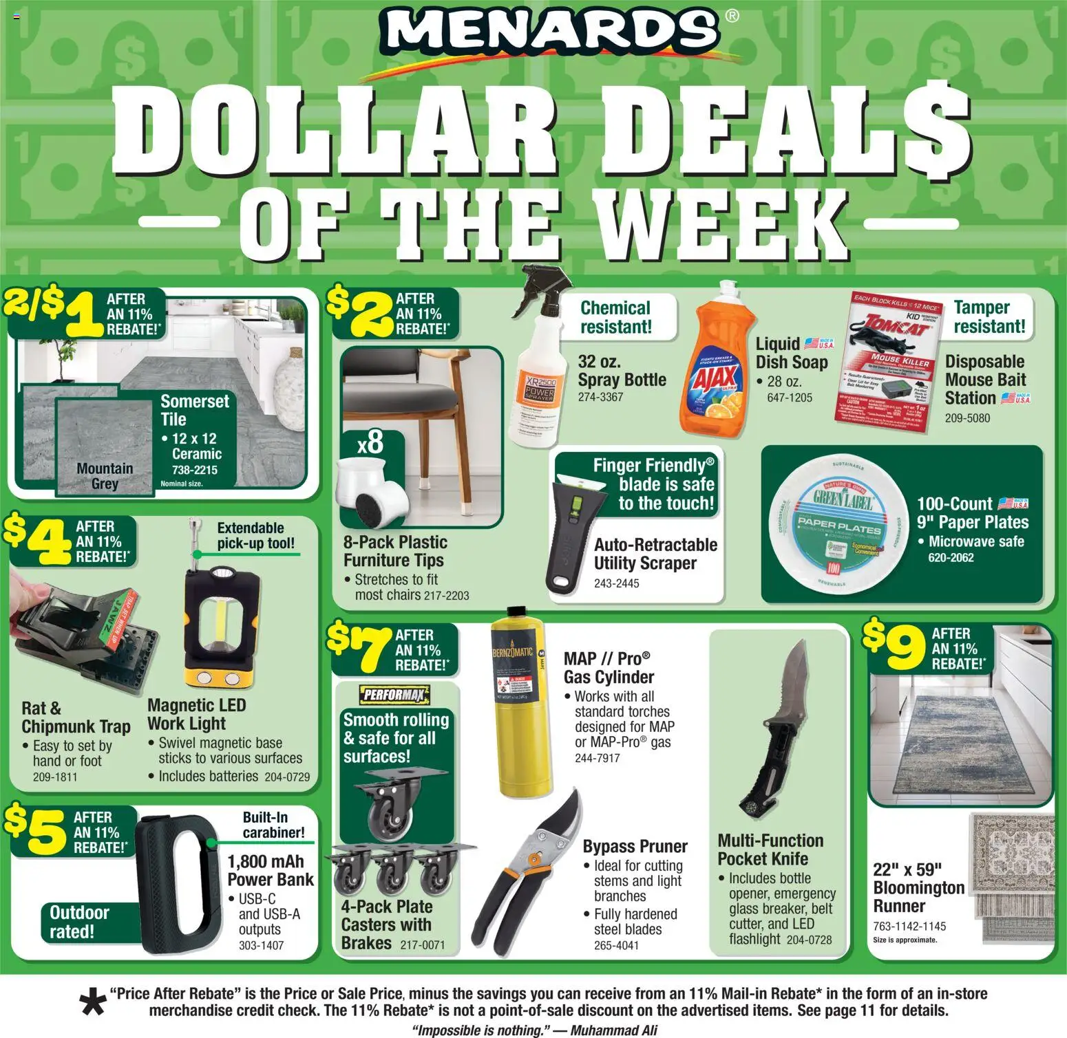 Menards Weekly Ad - valid from 05.11.2025 | Page: 2 | Products: Pruner, Belt, Mouse, Bait