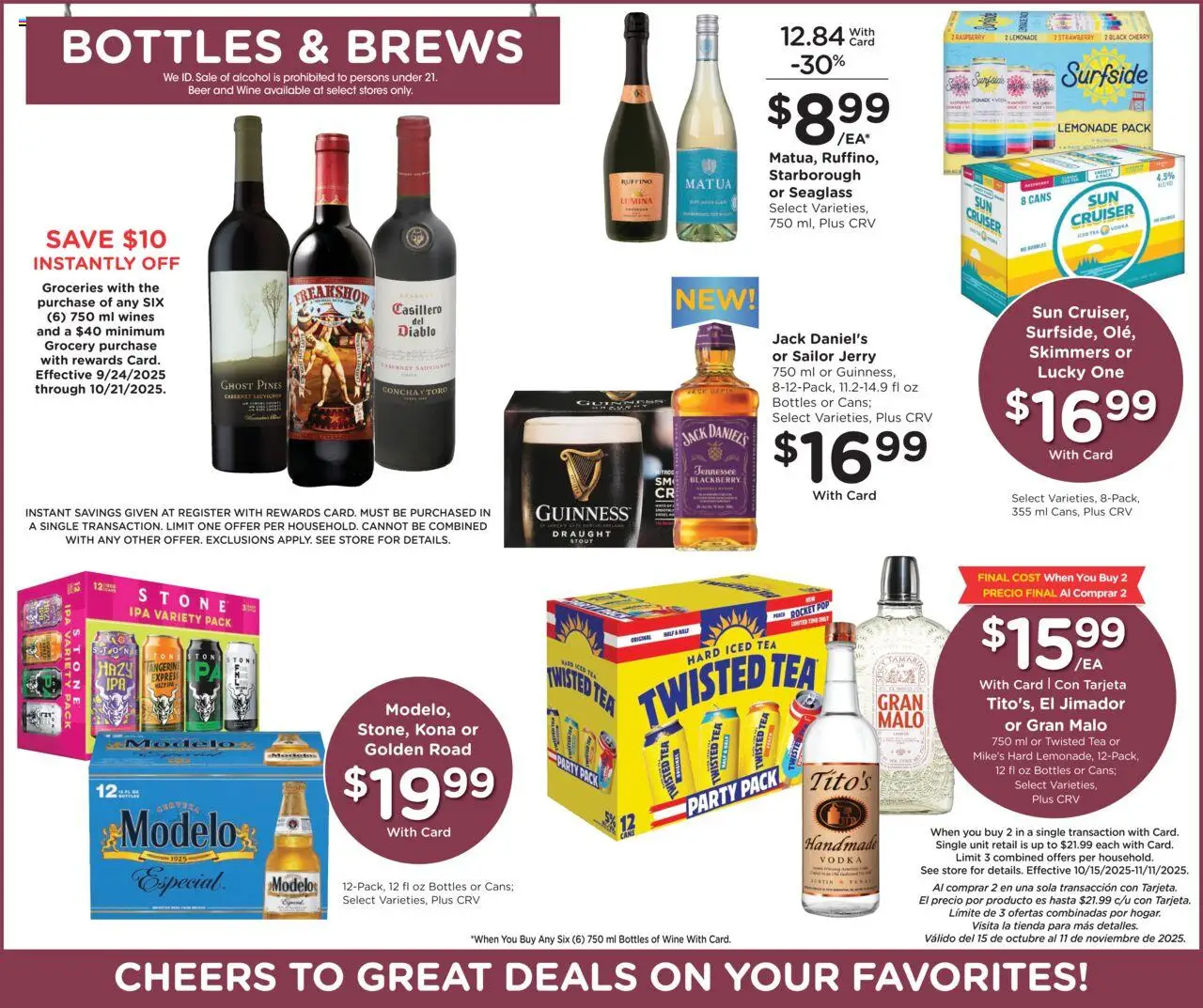 Ralphs Weekly Ad - valid from 15.10.2025 | Page: 14 | Products: Wine, Beer, Tea, Raspberry