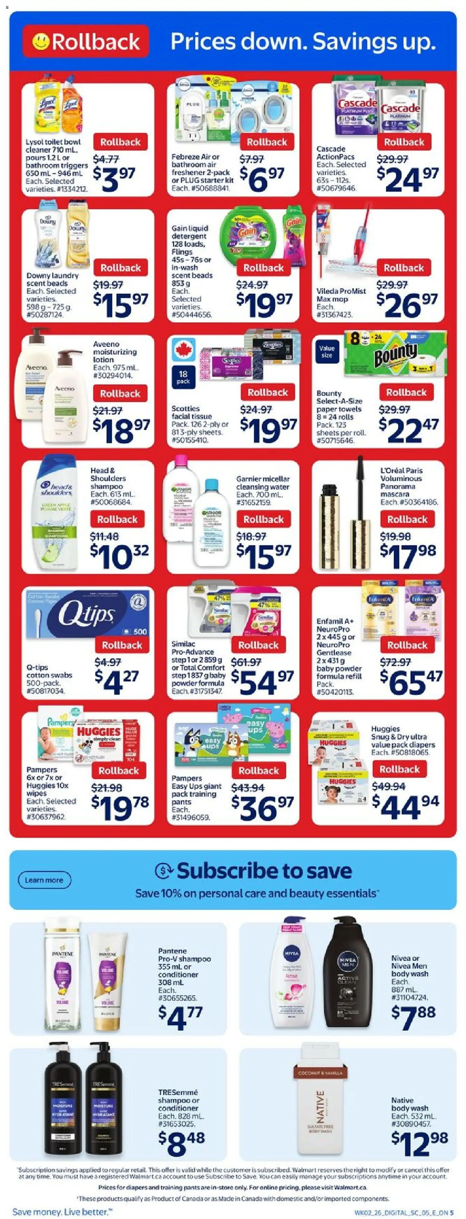 Walmart flyer valid from 05.02.2026 | Page: 10 | Products: Powder, Shampoo, Body wash, Detergent