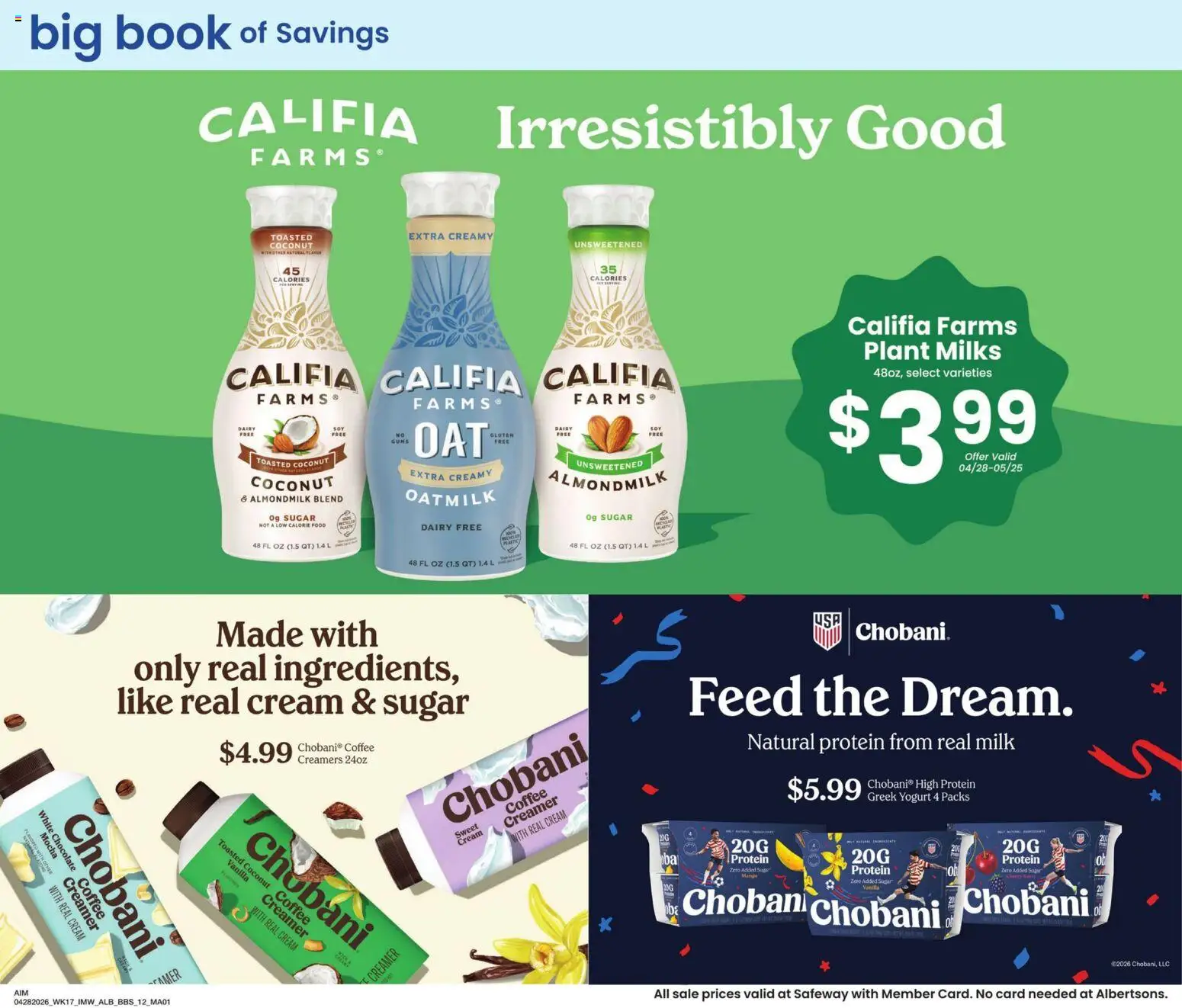 Albertsons Big Book of Savings - valid from 28.04.2026 | Page: 12 | Products: Milk, Yogurt, Coffee, Cream