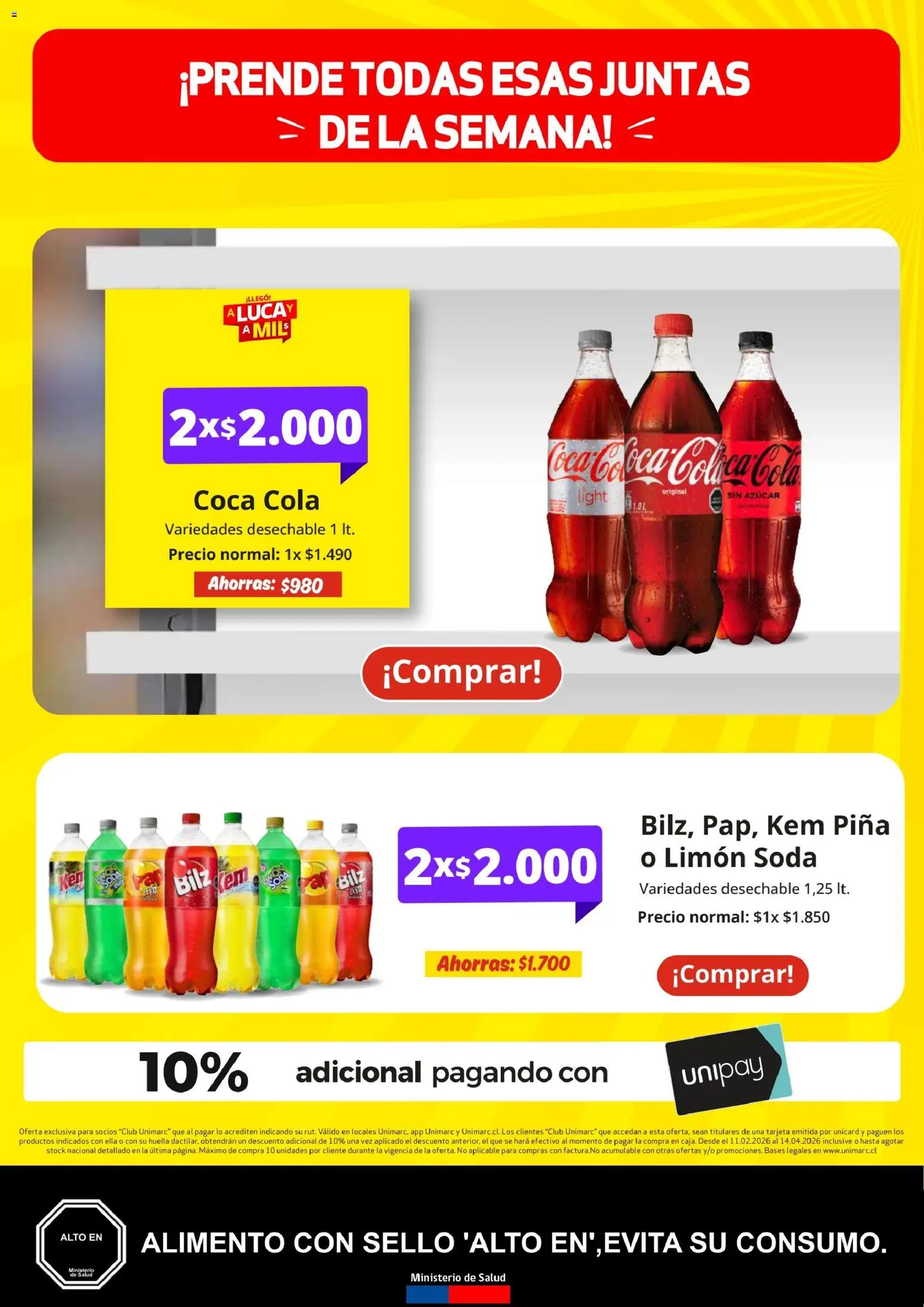 Unimarc Ofertas │ válido desde el 11.02.2026 | Página: 16 | Productos: Limón, Azucar, Piña, Soda