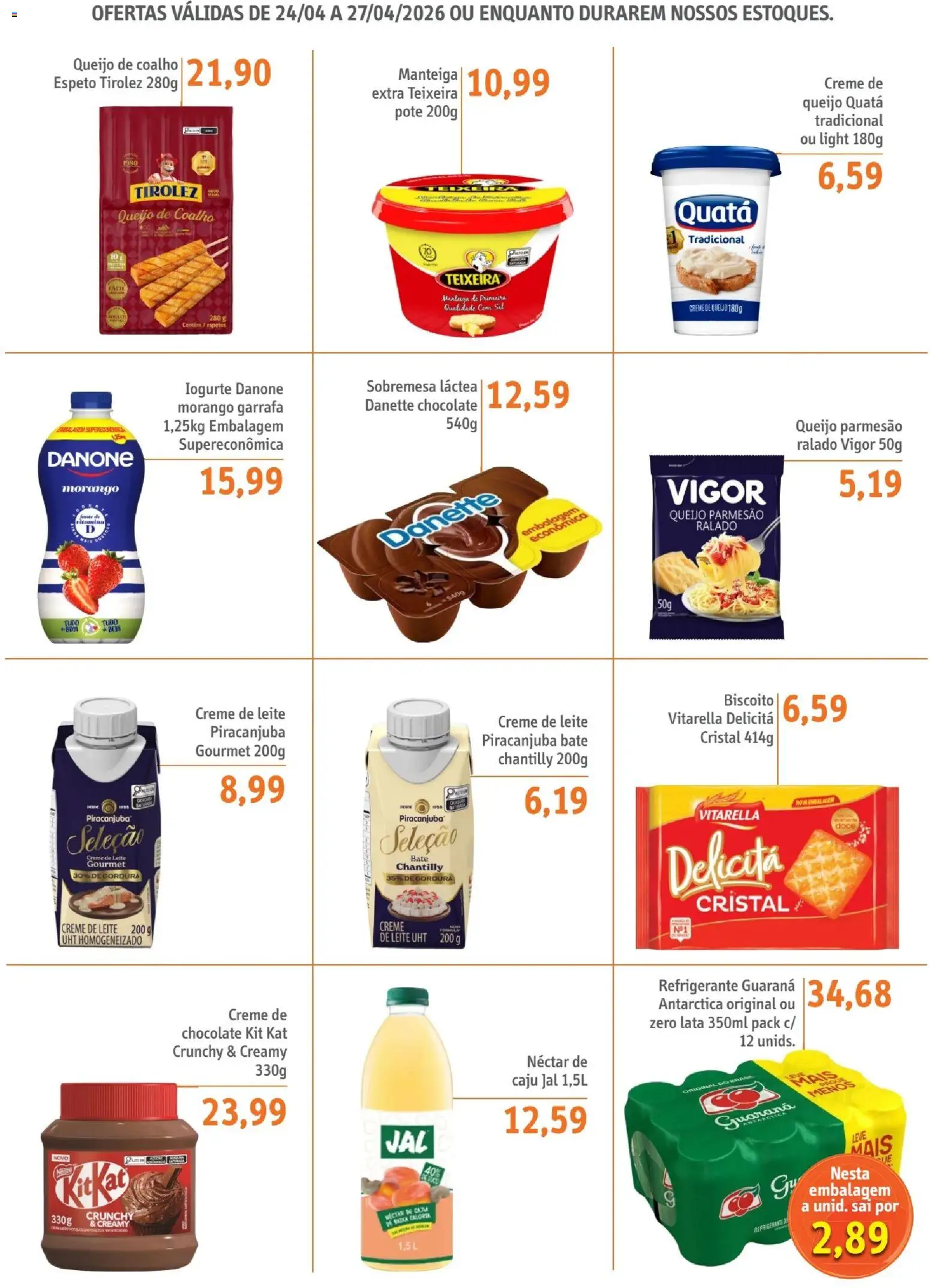 Sonda Folheto - válido de 24.04.2026 | Página: 2 | Produtos: Biscoito, Queijo, Kit Kat, Creme de leite