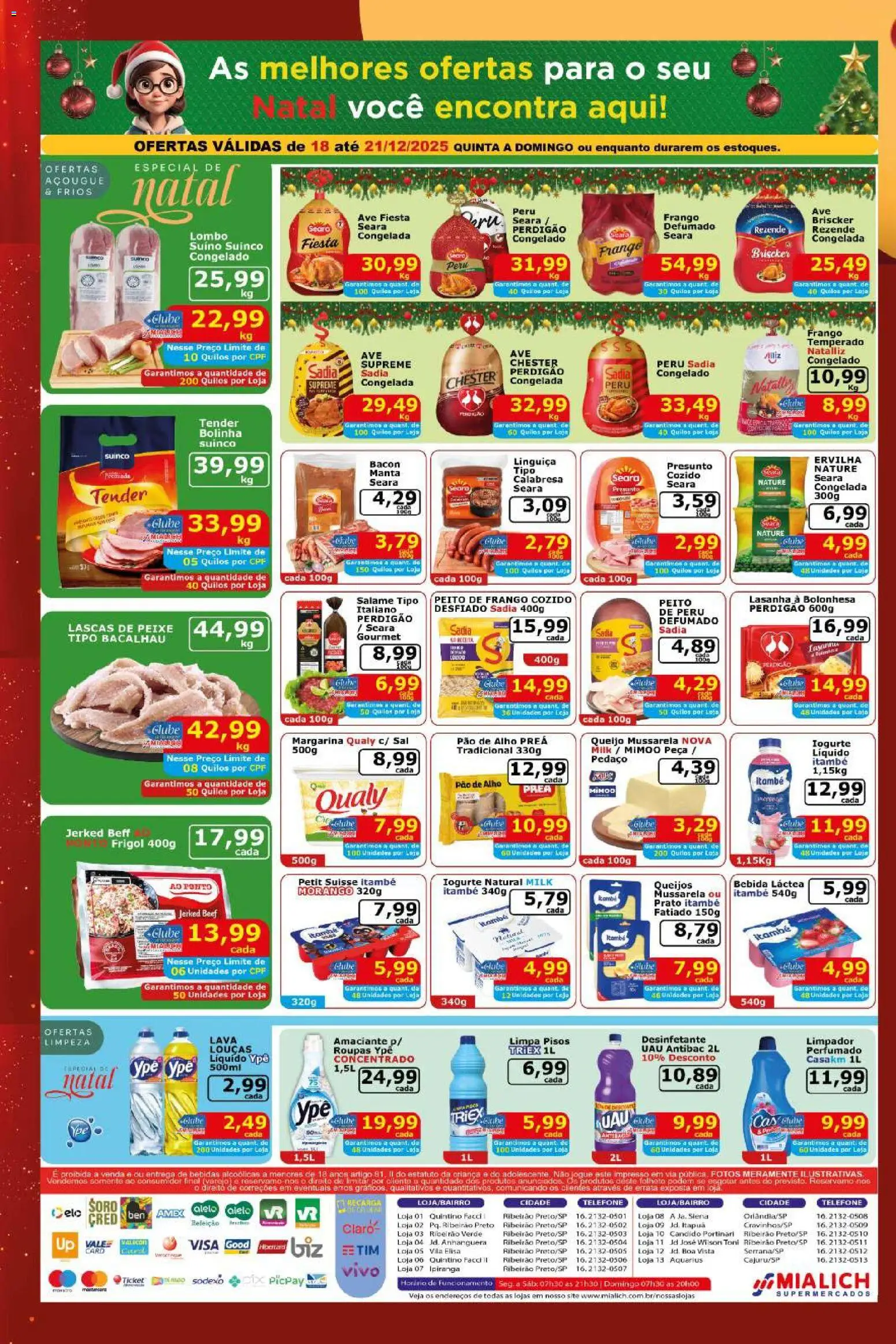 Mialich Supermercados Folheto - válido de 18.12.2025 | Página: 4 | Produtos: Alho, Bacalhau, Lombo, Lasanha
