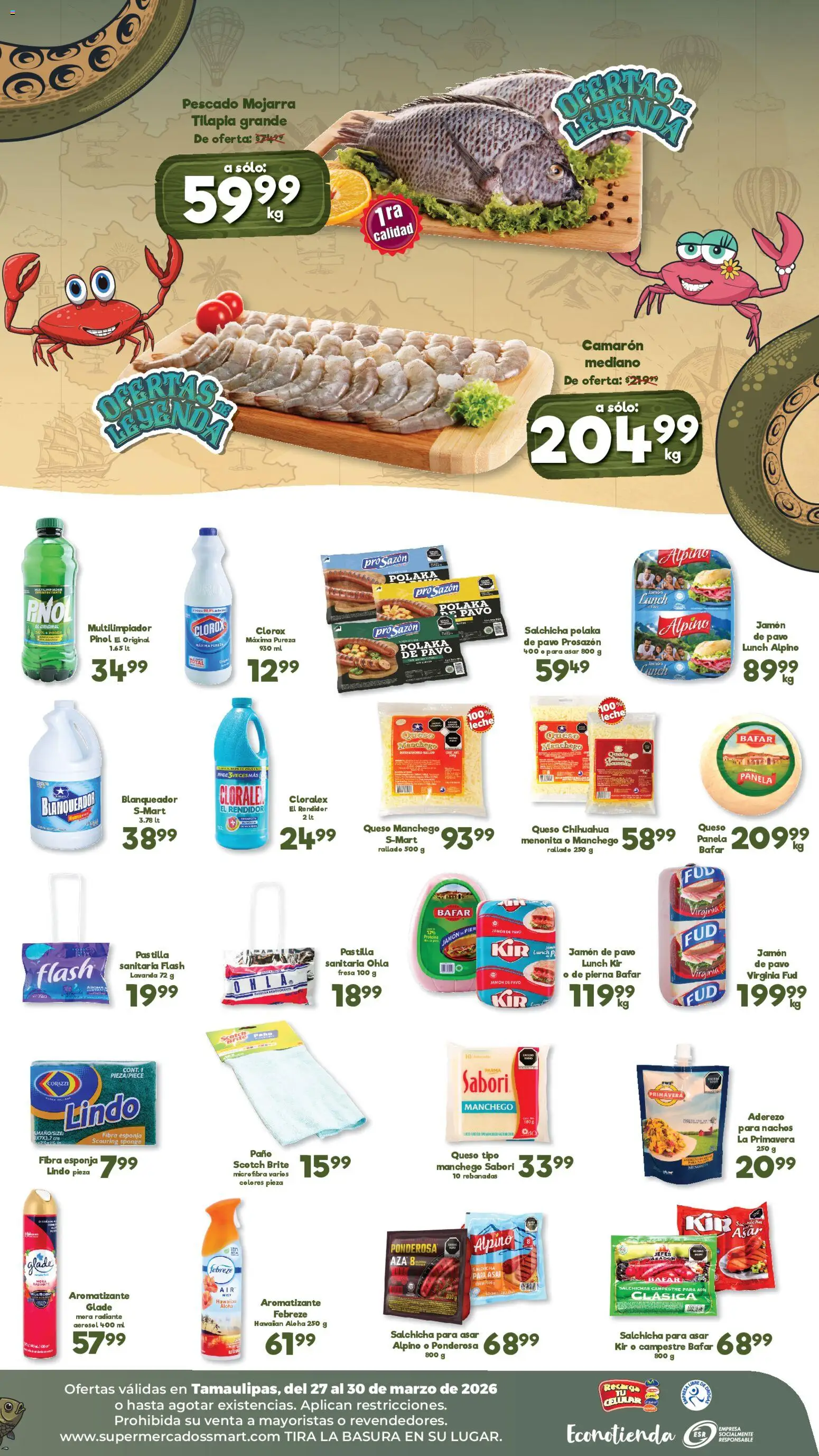 Nuevas ofertas de S-Mart válidas en toda la República Mexicana desde el 27.03.2026. ¡Encuentra las mejores ofertas en S-Mart folleto Ofertas de feria Nuevo Laredo ! | Página: 2 | Productos: Aderezo, Salchicha, Queso, Bowl