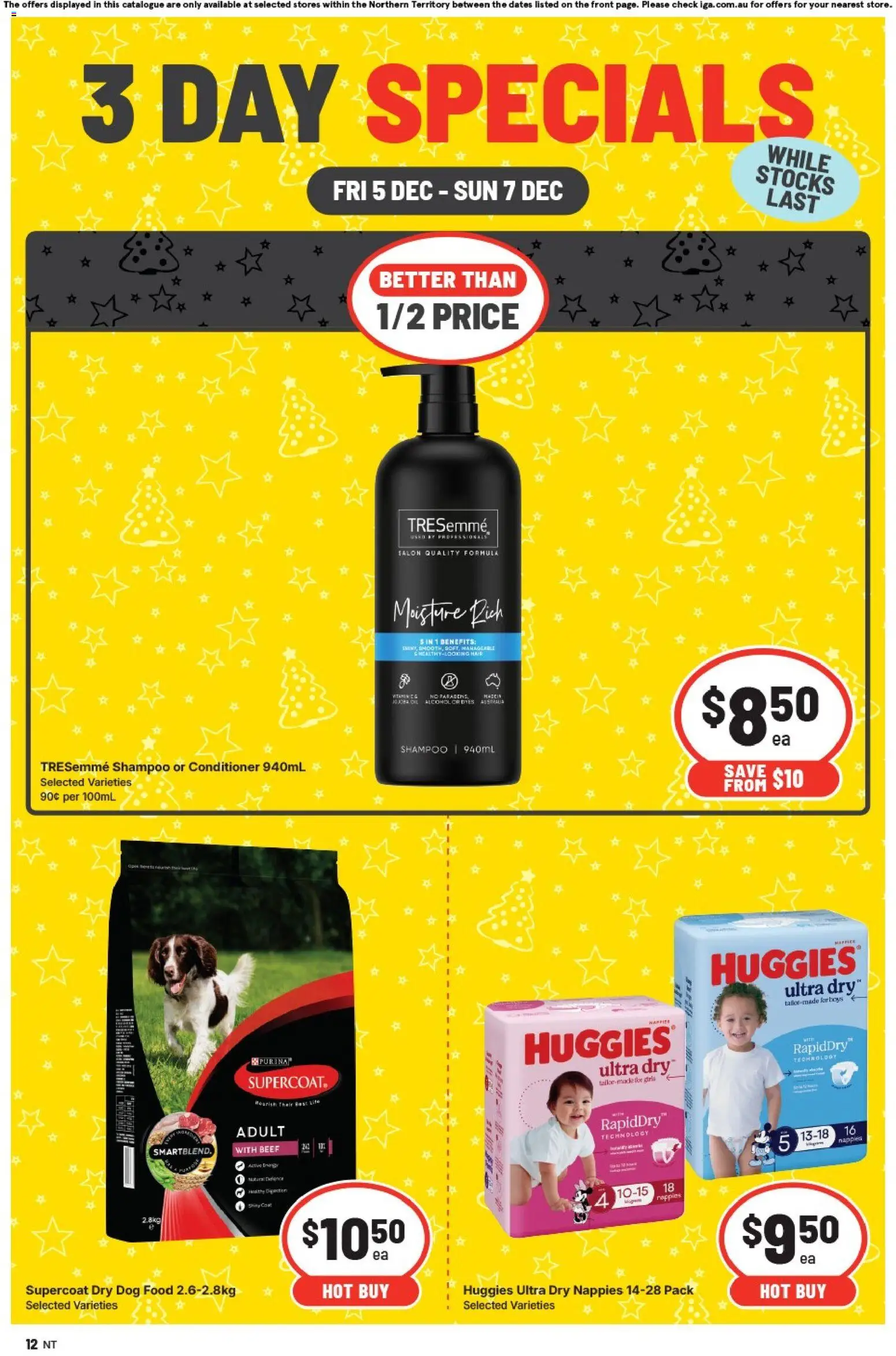 IGA catalogue - valid from 05.12.2025 | Page: 4 | Products: Conditioner, Beef, Nappies, Dog food