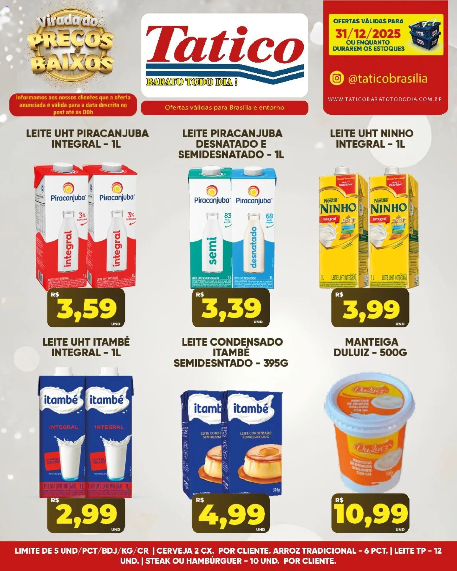 Tatico Folheto - válido de 31.12.2025 | Página: 5 | Produtos: Leite, Manteiga, Cerveja, Arroz