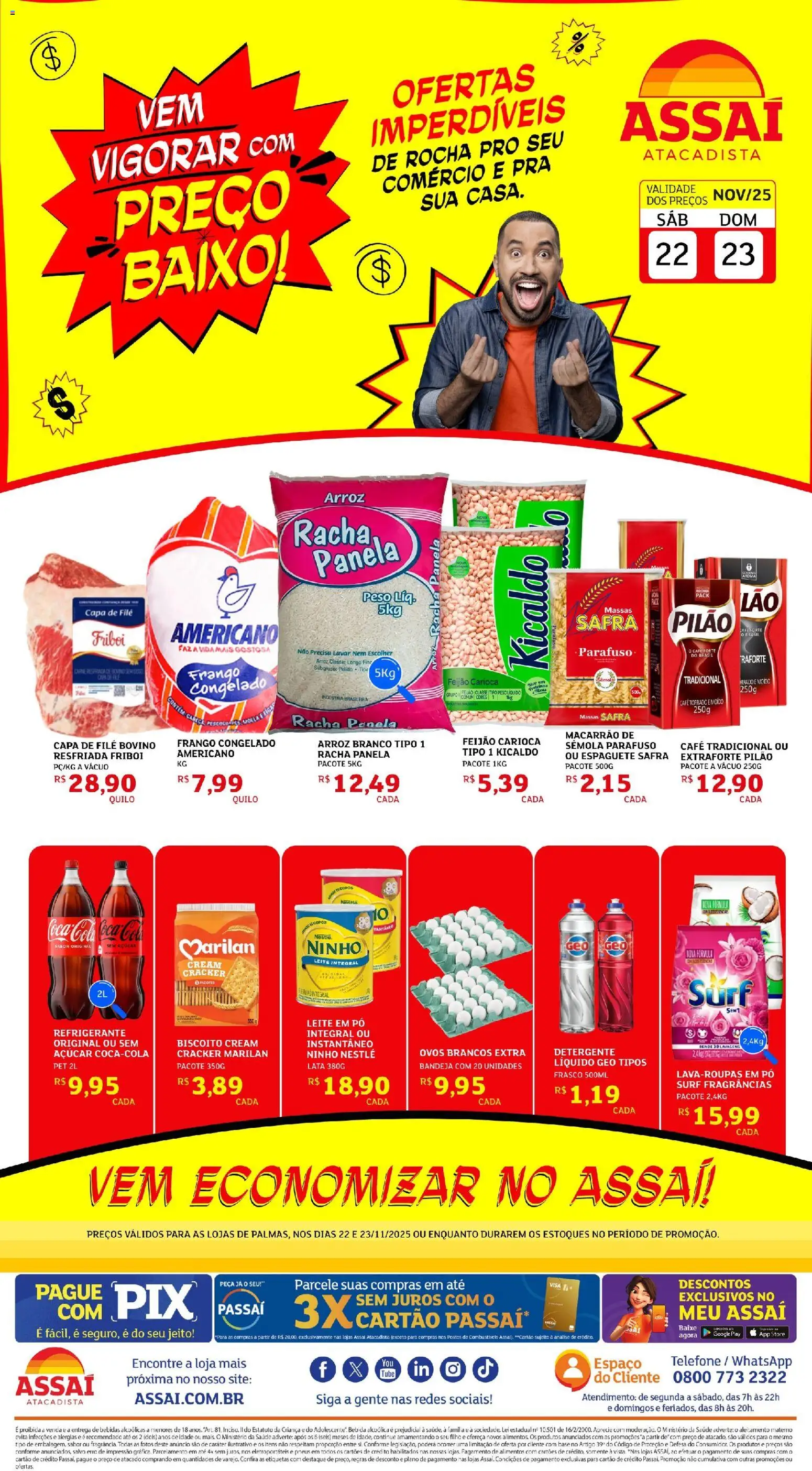 Assaí Atacadista Folheto - válido de 22.11.2025 | Página: 1 | Produtos: Pó, Detergente, Macarrão, Leite em pó
