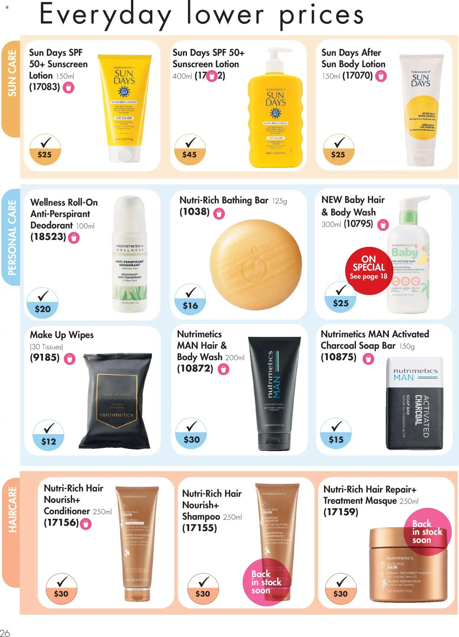 Nutrimetics catalogue - valid from 26.02.2026 | Page: 26 | Products: Sunscreen, Lotion, Deodorant, Tissues