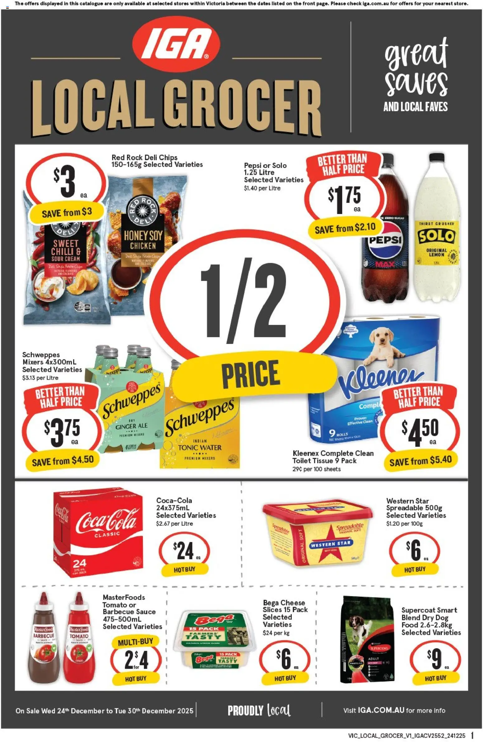 IGA catalogue - valid from 24.12.2025 | Page: 1 | Products: Toilet, Pepsi, Water, Lemon