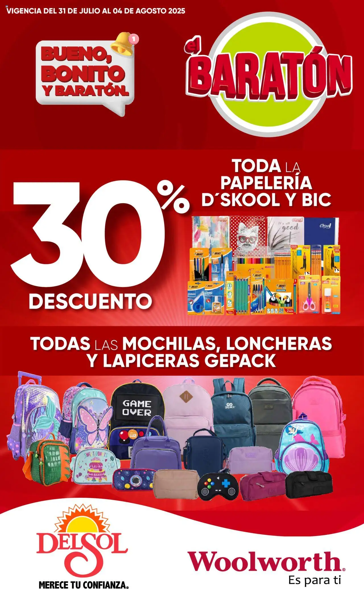 Nuevas ofertas de Del Sol y Woolworth válidas en toda la República Mexicana desde el 31.07.2025. ¡Encuentra las mejores ofertas en Del Sol y Woolworth - Catálogo Bueno, Bonito y Baratón! | Página: 1