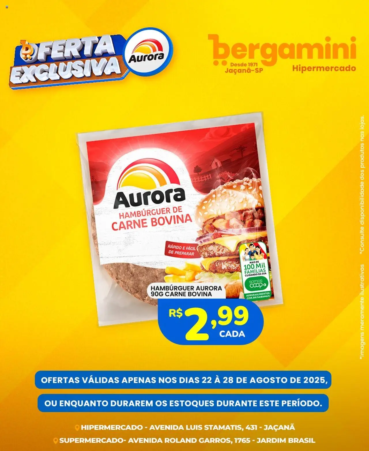 Supermercado Bergamini Folheto - válido de 22.08.2025 | Página: 3 | Produtos: Carne, Hambúrguer